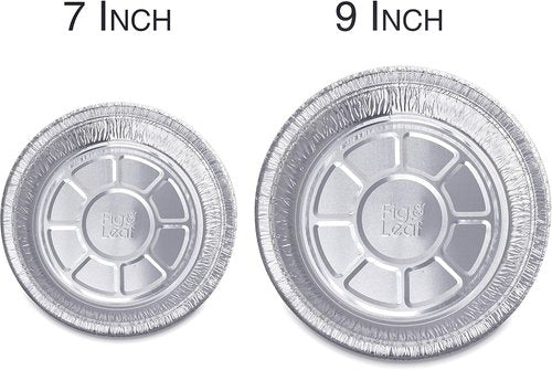 Fig & Leaf Premium 9-Inch Round Foil Pans - Heavy Duty Disposable Aluminum with Plastic Dome Lids | 45 Pack