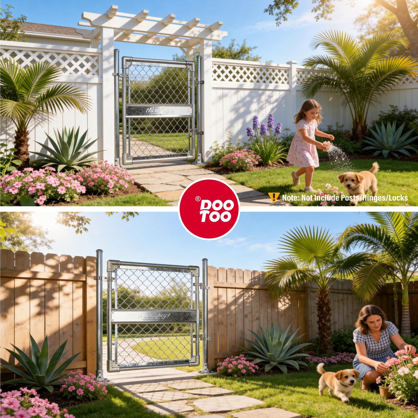 3x3FT(31.5"W x 35.5"H) Heavy Duty Galvanized Steel Chain Link Gate, Durable Outdoor Fence Gate Easy Installation for Backyard丨Garden丨Pet Yard