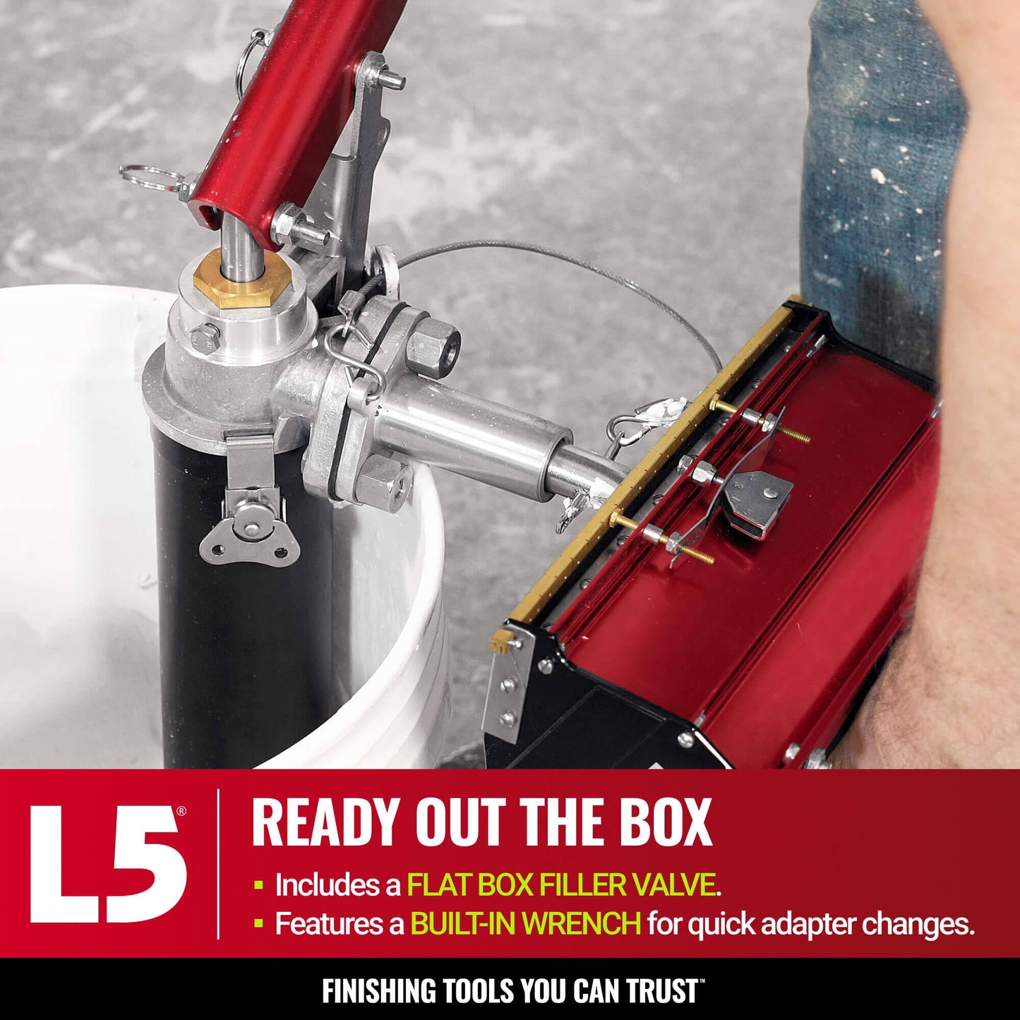 LEVEL5 Drywall Compound Pump | Fill Flat Boxes & Tapers (Gooseneck Sold Separately) | Professional Grade Equipment | Free Box Filler Valve | Drywall Sheetrock Gyprock | 4-771