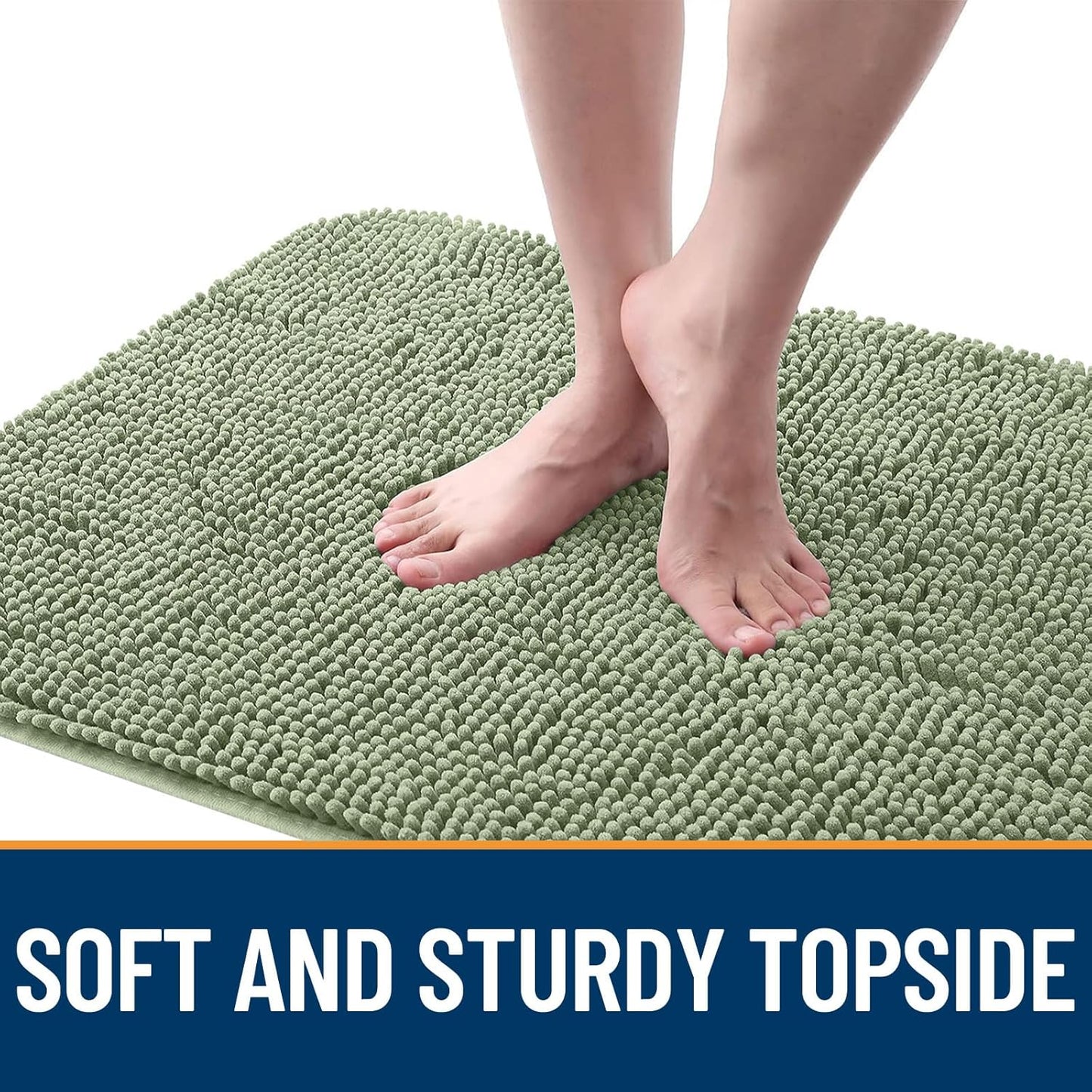 OLANLY Dog Door Mat - Absorbent Non-Slip Chenille Mat for Muddy Paws | 40x24 Sage Green, Quick Dry