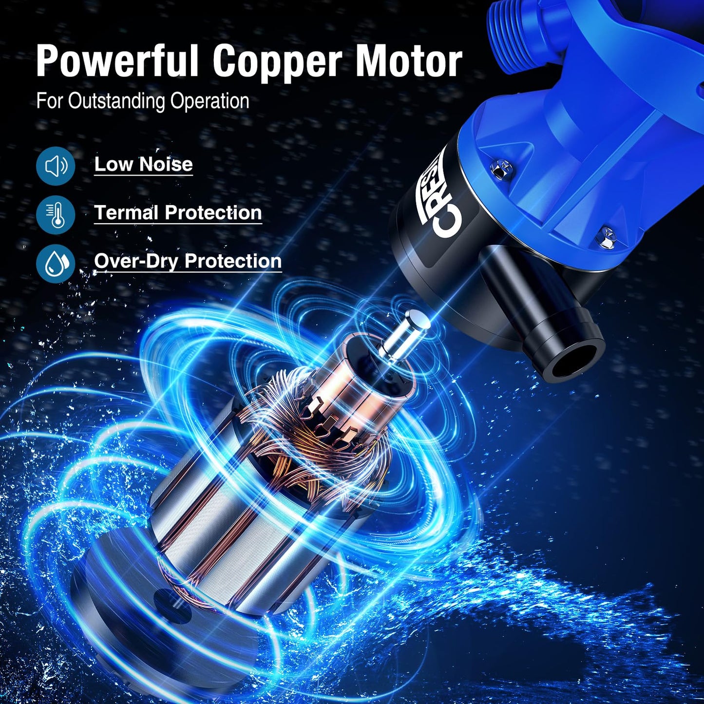 CrestWave RV Macerator Pump - Fast 4-Minute Emptying for RV & Boat Tanks | 12GPM, 10FT Lift | 12V 144W Copper Motor, SK5 Blades, Full Protection Kit | Hose Included