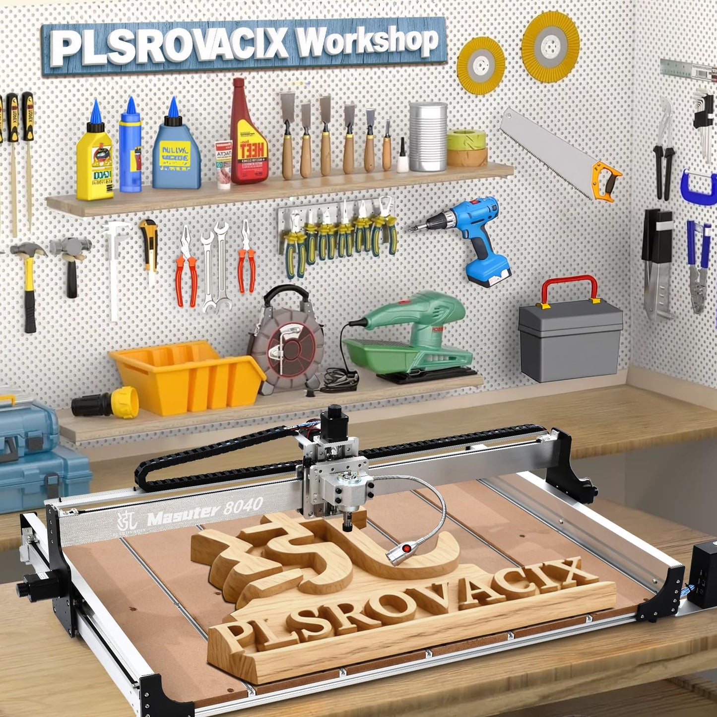 PLSROVACIX CNC Router Machine 800x400mm, 3 Axis Milling and Engraving Kit with 300W Spindle, Closed-Loop Stepper Motors, Ball Screws & Linear Guides, <±0.03mm Accuracy for Wood Acrylic Metal Aluminum.