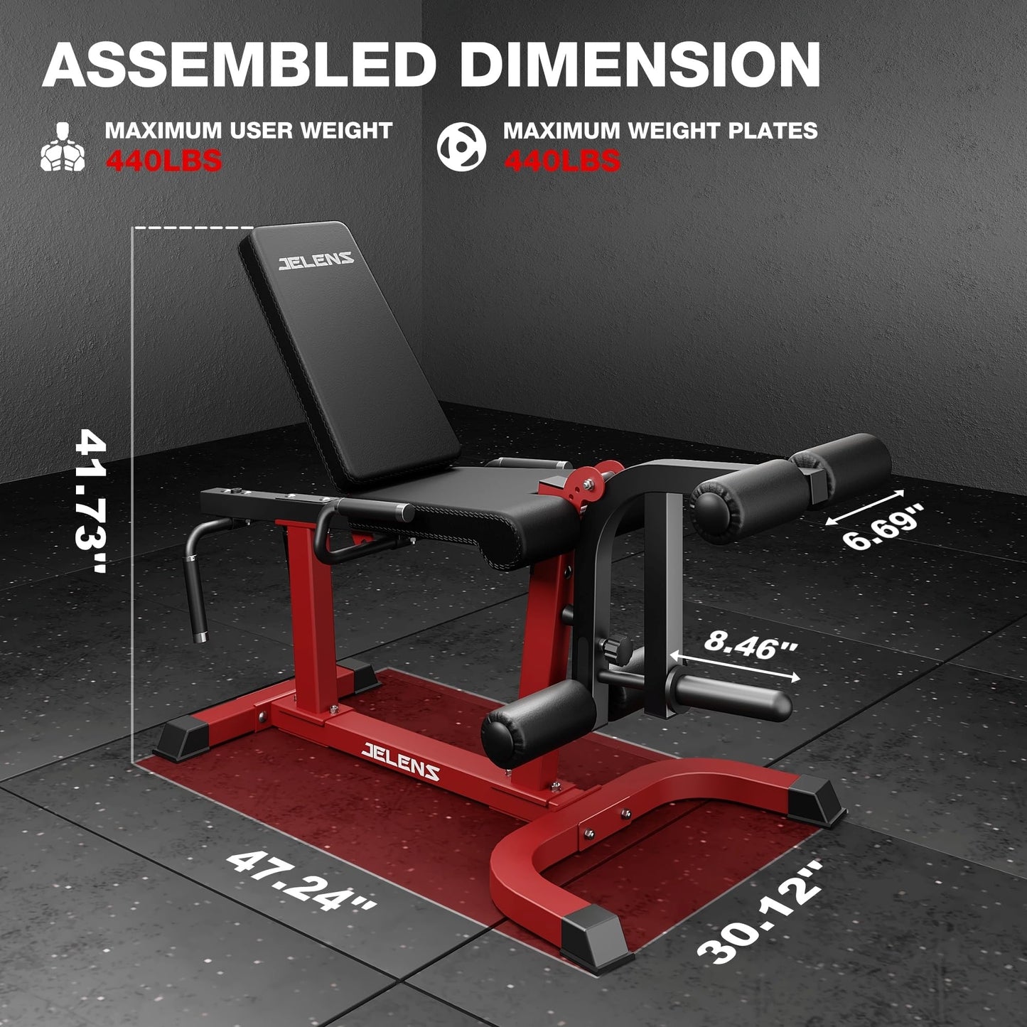 JELENS J10 Leg Extension and Curl Machine, Adjustable Leg Curl Machine for Home Gym, Seated Leg Extension and Lying Curl Machine for Lower Body Workouts (Red, Classical)