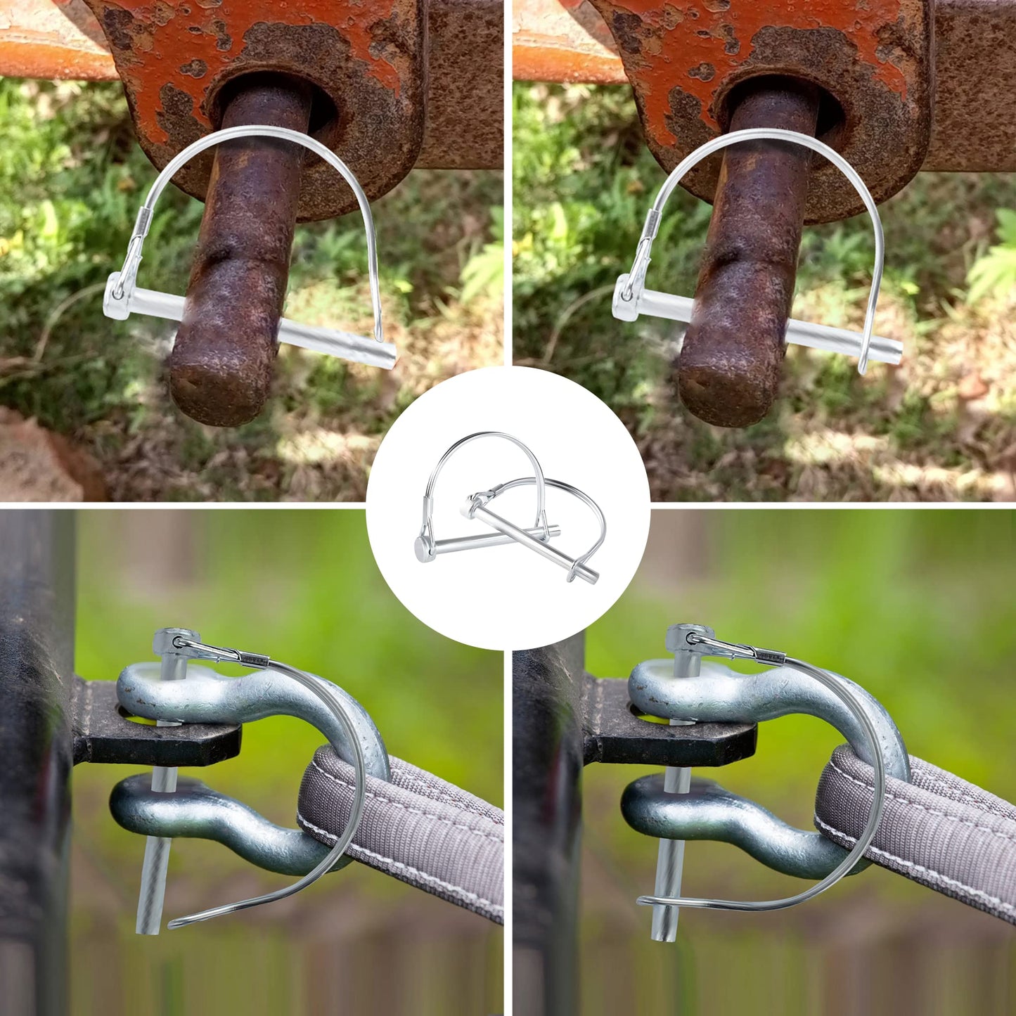 Pack of 10 Trailer Pins Hitch Pins – 2-3/4" x 1/4" (L x W) – Featuring Trailer Hitch Pin Lock, Trailer Coupler Pin and Locking Pins for Farm Trailers, Towing, Lawn Equipment