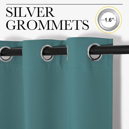 NICETOWN Blackout Curtain Panels - Thermal Insulated Draperies in Sea Teal | One Pair, 34 x 72 Inches