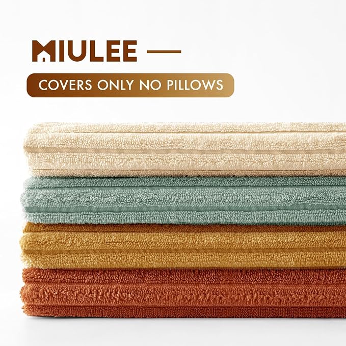MIULEE Boho Farmhouse Throw Pillow Covers 20x20 Inch Set of 4 Modern Natural Decorative Cushion Covers Soft Corduroy Home Decor for Spring Couch Bed Sofa Living Room Teal-Rust Gradient Series