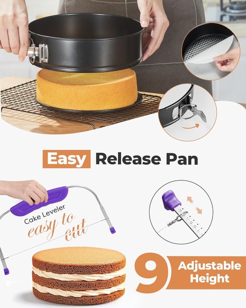 Kootek Cake Decorating Kit - 700pcs Baking Supplies with Springform Pans & Turntable