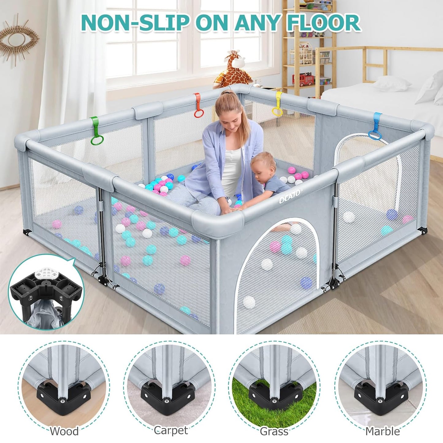 Skiennix Baby Playpen - Foldable Large Portable Safety Area for Toddlers | Indoor/Outdoor (71" × 59")