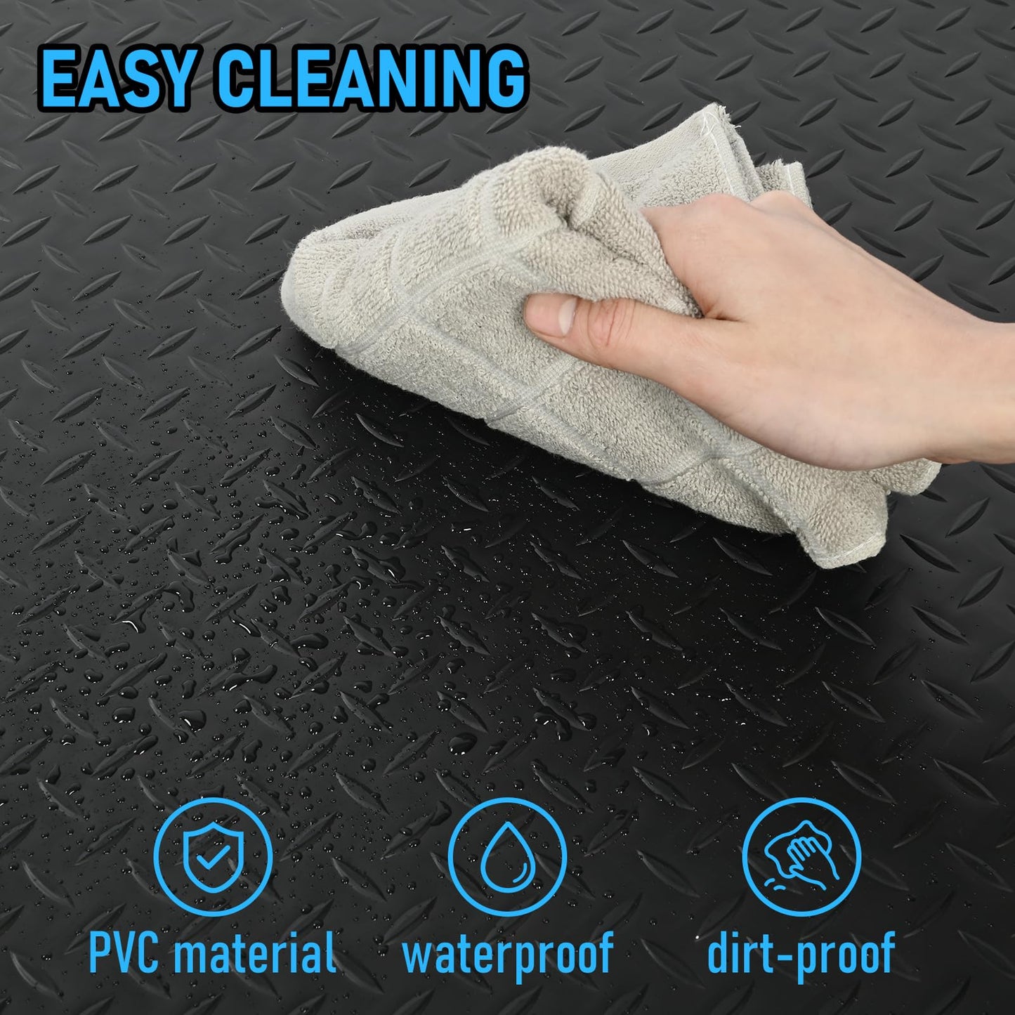 GOOFCXO 3 x 7 FT Anti Fatigue Mats Industrial 15/16 Inch Thick Soft Sponge Ergonomic Mat Durable Heavy Duty Diamond Plate for Standing Non Slip Industrial Grade Floor Mat for Leg & Back Pain Black