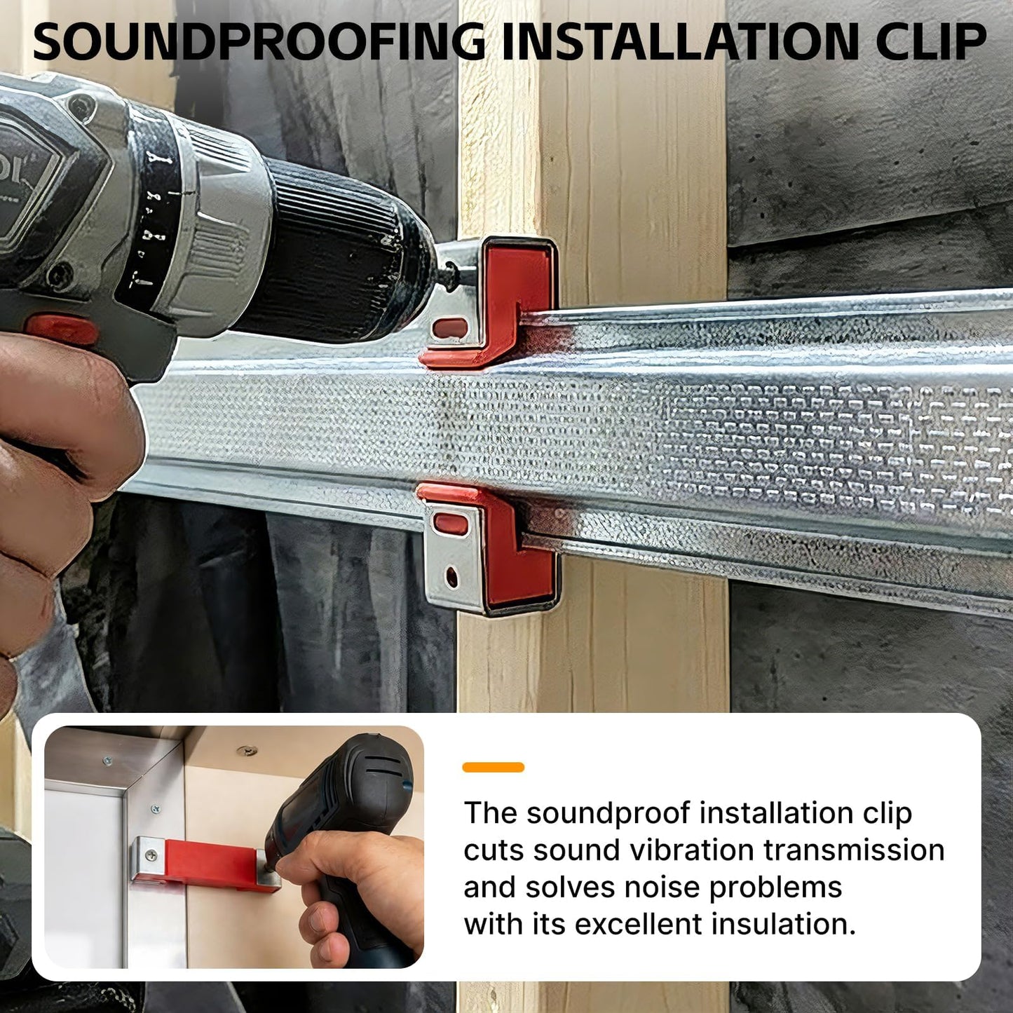 100 Pack Sound Isolation Clips, Sound Proofing Rubber Mounting Blocking Clips, Noisy Sound Isolation Clips Channel for Home, Office, Apartment, Recording Studio Walls