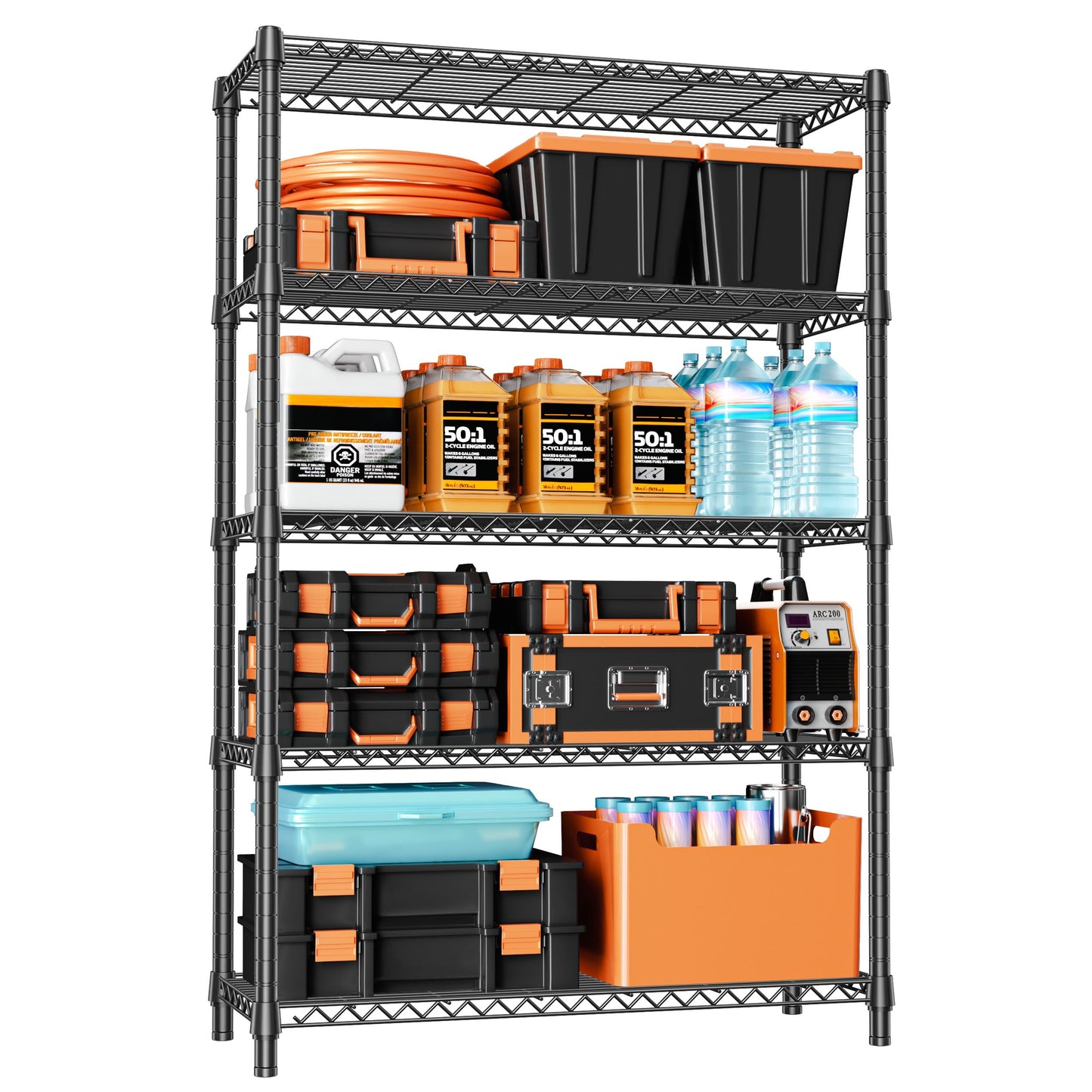 IZEUK 1750 LBS Garage Shelving Wide Storage Shelves Metal Shelves Heavy Duty Adjustable Utility Shelf Rack (Black, 5 Tier, 15.7" D x 45.3" W x 70.9" H)