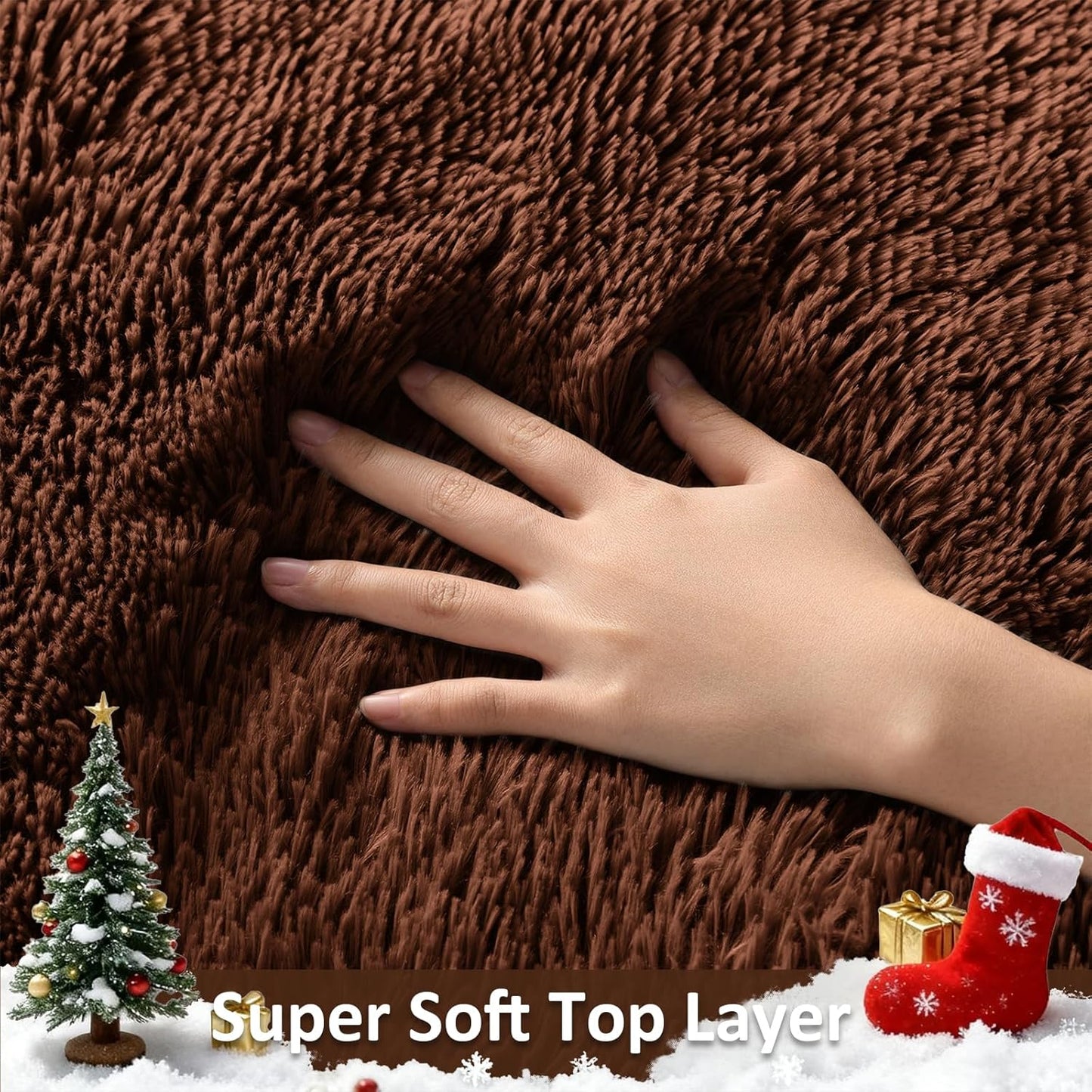 Ophanie Brown Area Rug - Soft Plush Shaggy Carpet for Living Room & Bedroom | 5x8 Size for Kids & Teens
