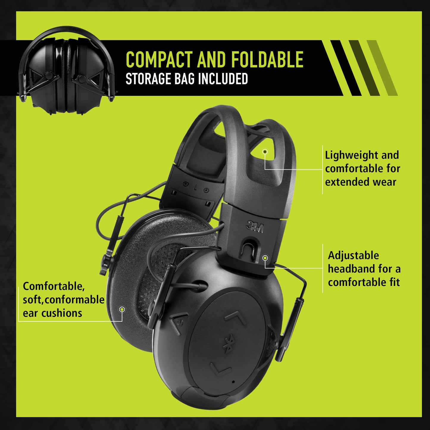 Peltor Sport Tactical 500 Bluetooth Hearing Protection Ear Muffs, 25 dB Noise Reduction Rating, Electronic Hearing Protection Headphones for Shooting, Hunting, Mowing, Construction, Concerts, & More