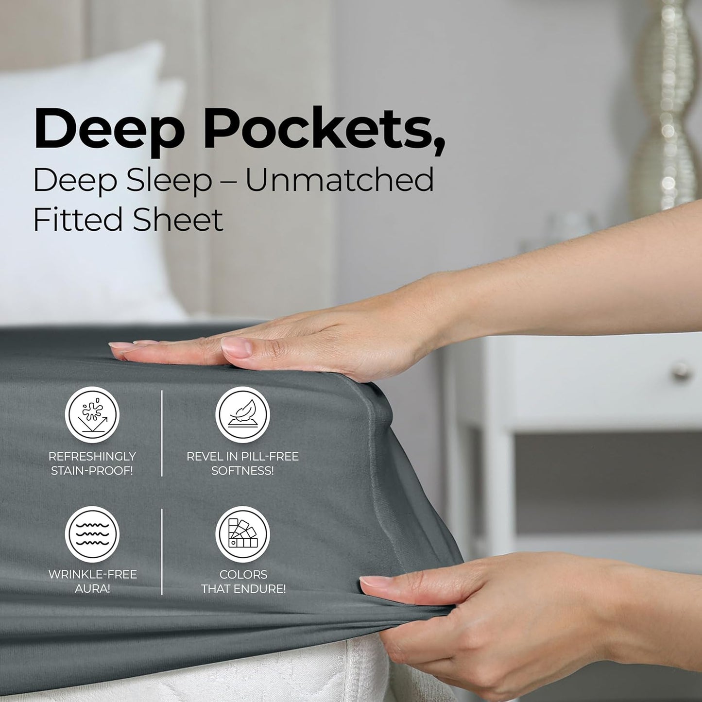 Utopia Bedding Full Fitted Sheet - Soft Microfiber - Deep Pocket - Fade Resistant - Grey