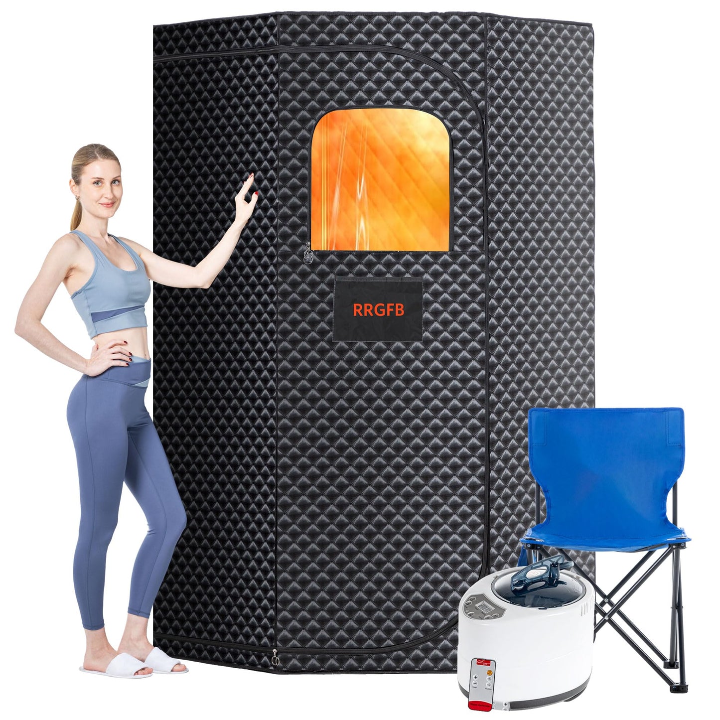 RRGFB Portable Sauna for Home, Portable Steam Tent for Home Detox and Relaxation, Includes 3L Steamer, Remote Controller, Folding Chair, Adjustable Timer 1-60 Min, Large Size
