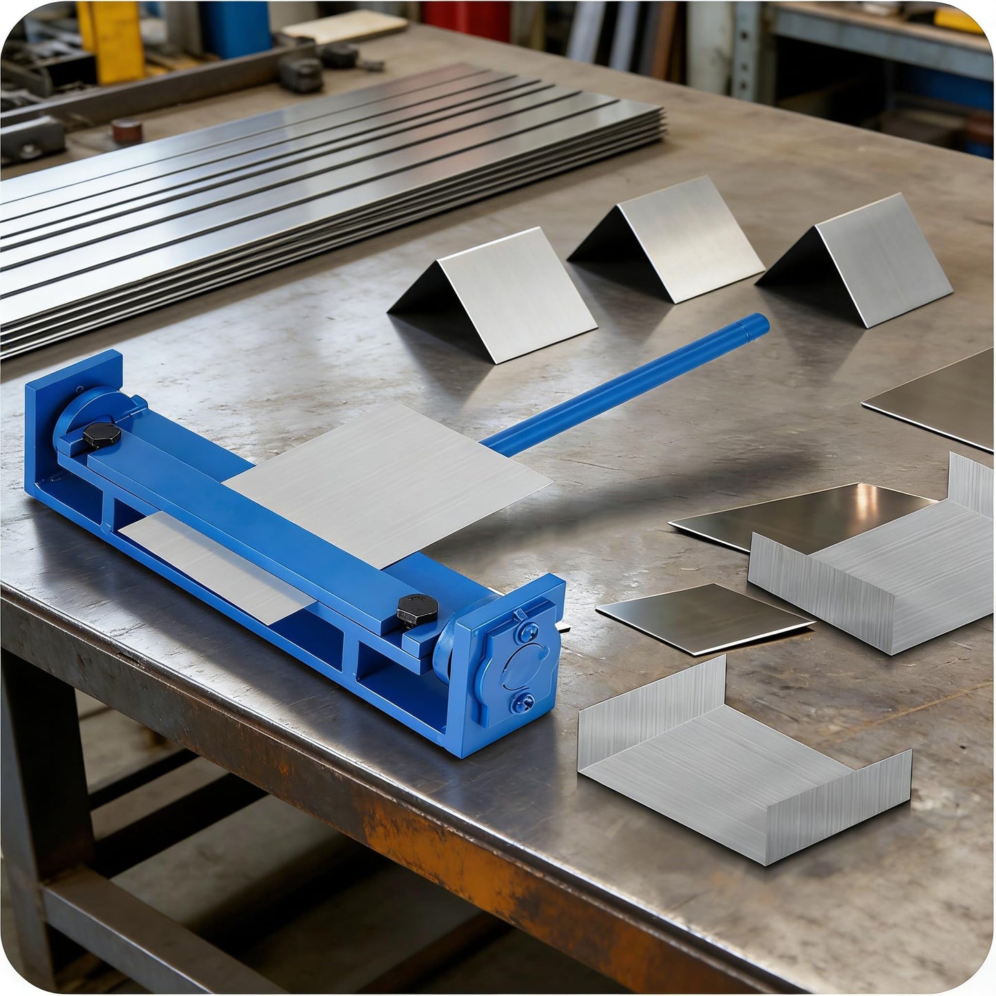 MXBAOHENG 7.87'' Steel Bending Brake, 0-90 Degrees Manual Sheet Metal Bender, Mini Brake Bender, Metal Bending Tool for Thin Iron, Stainless Steel, Aluminum, Copper Plates (200mm)
