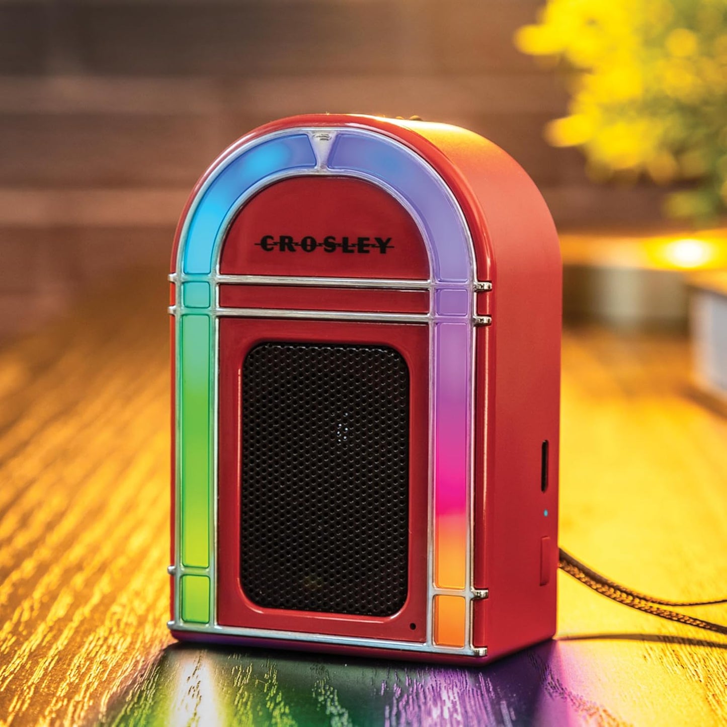 Crosley CR3046A-RE Retro Mini Jukebox Bluetooth Speaker - Portable with LED Lights, Red