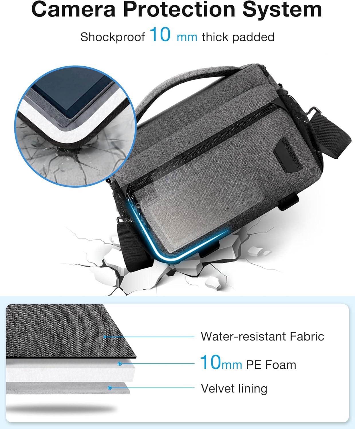 BAGSMART Small Camera Sling Bag for Photographers, Compact Camera Shoulder Bags for DSLR/SLR/Mirrorless Cameras