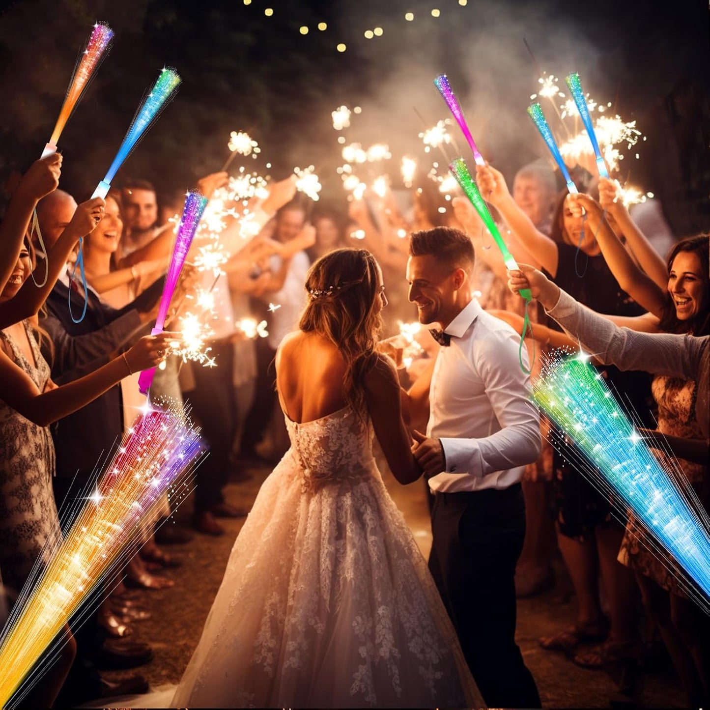 SHQDD Glow Fiber Wands - 28 PCS LED Light Sticks for Parties, Weddings, Halloween & New Year