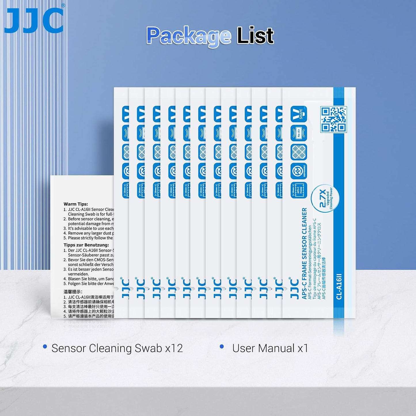 JJC 12pcs 16mm CMOS APS-C Sensor Cleaning Swab Stick Microfiber Cloth for APSC SLR DSLR & Mirrorless Digital Camera CCD
