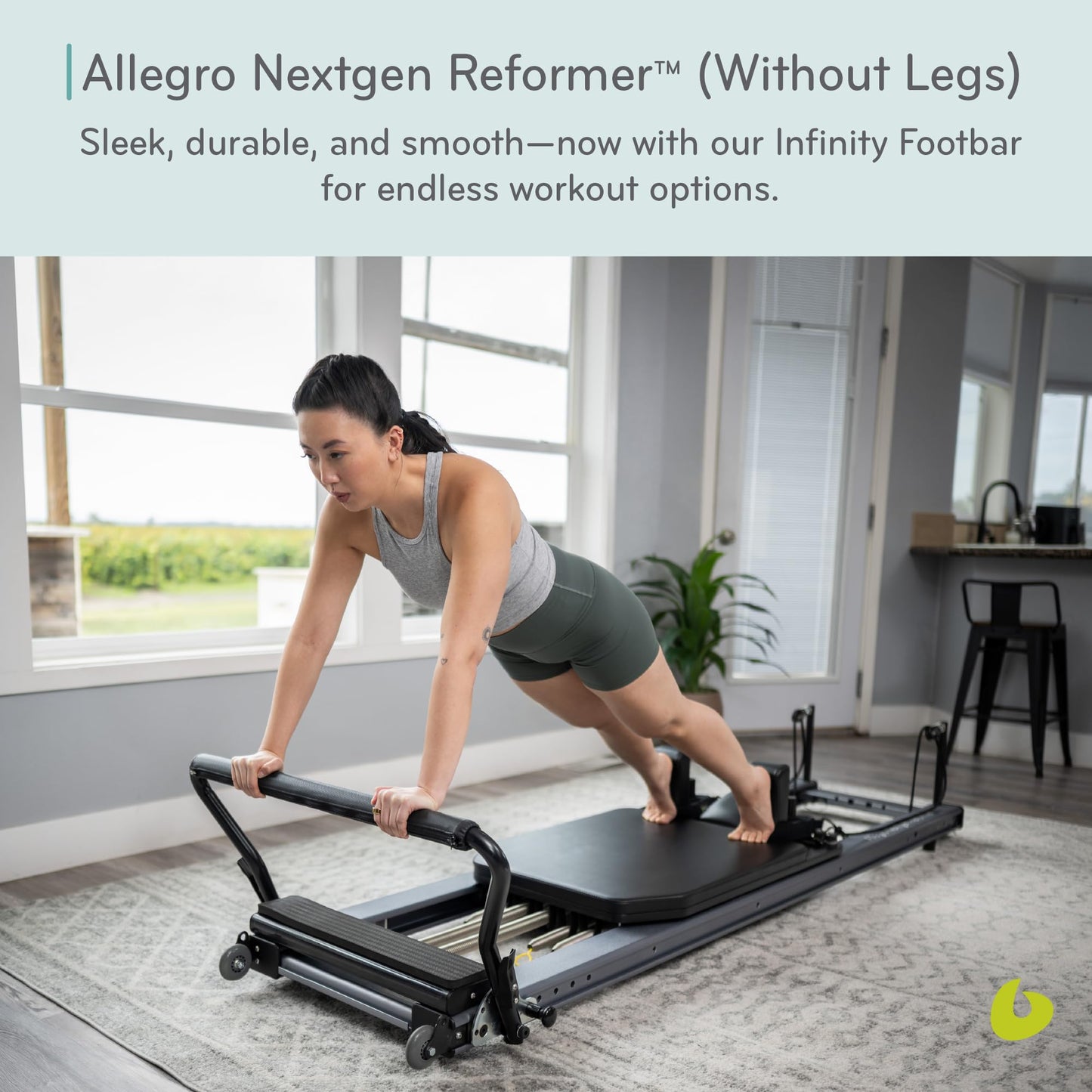 Balanced Body Allegro Nextgen Reformer Standard No Legs, Pilates Equipment for Home and Studio Workouts