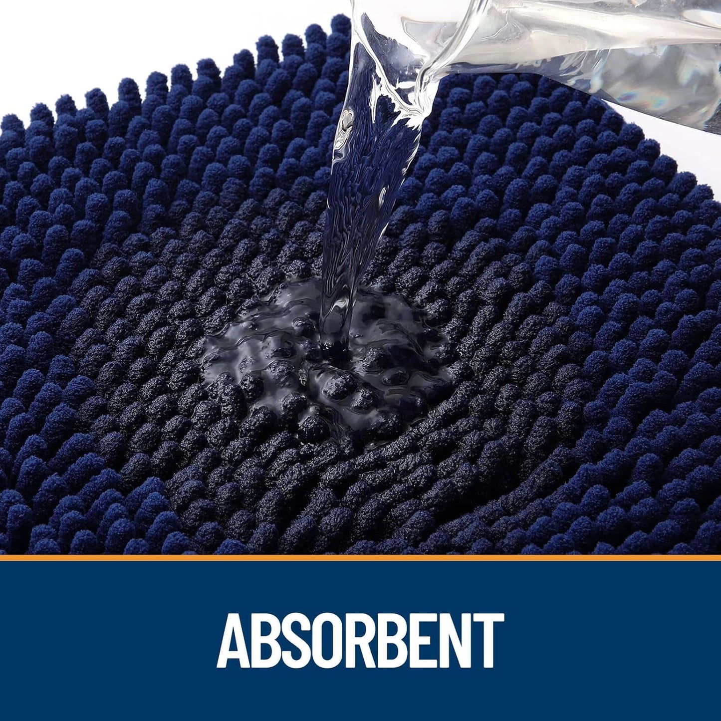 OLANLY Dog Door Mat - Absorbent Non-Slip Washable Chenille Mat for Muddy Paws | 48x30, Navy Blue