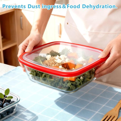 Glass Baking Dish - 2.75Qt Square 9x9 Pan With Lid & Non-Slip Mitts | Durable Oven Safe Design
