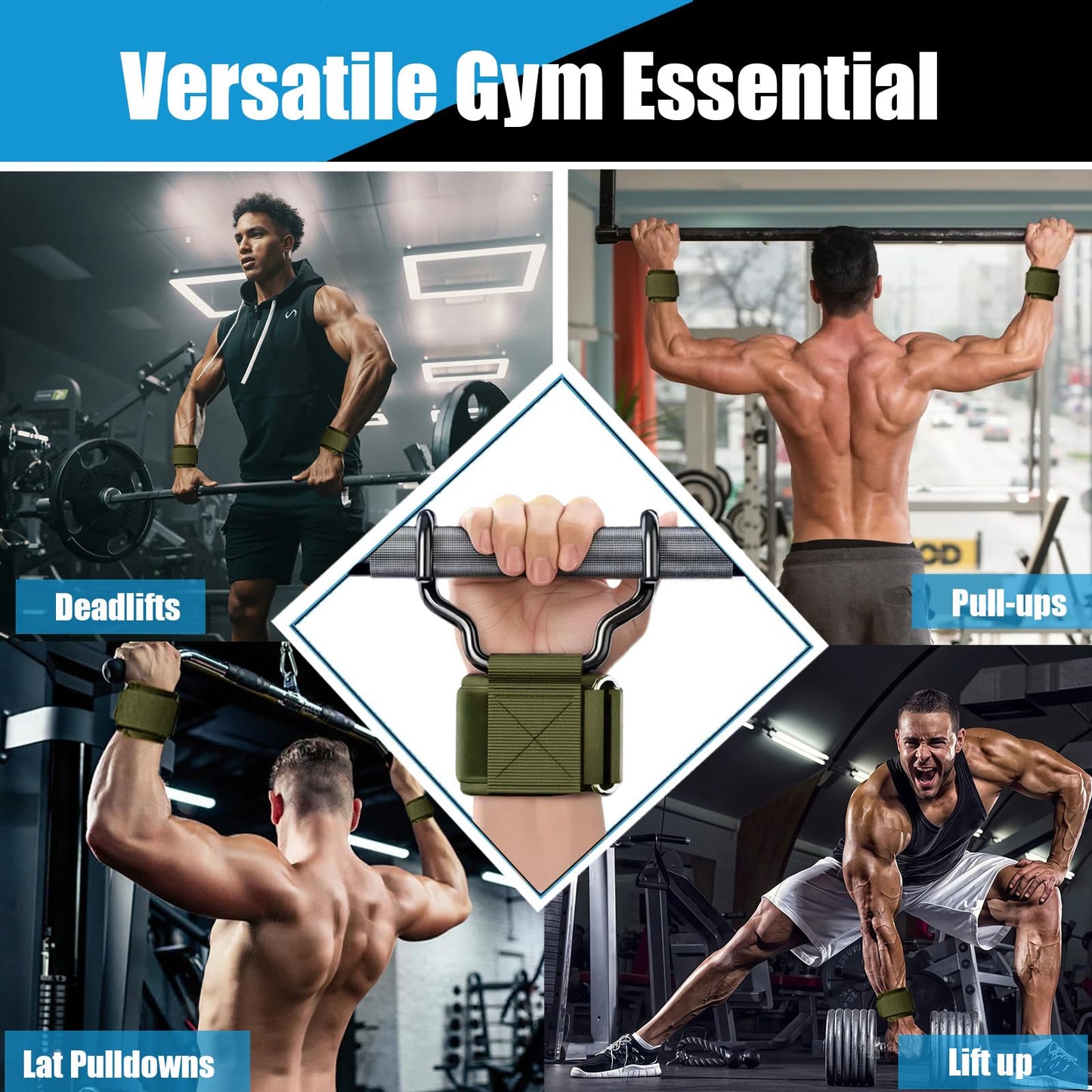 SPGOITRY Weight Lifting Hooks, Upgrade Weightlifting Grip Hooks, Heavy Duty Lifting Wrist Straps for Pull-Ups, Strength Training and Deadlifts, Wrist Strap Hook for Men and Women