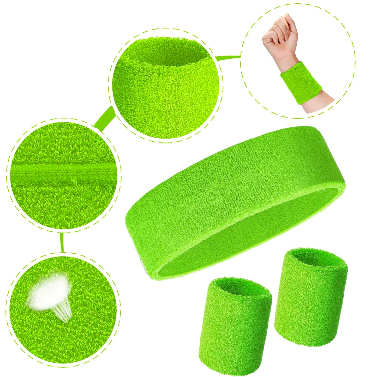 Skylety 18 Pcs 80s Neon Sweatband Set,12 Colorful Wristband Elastic Athletic Sweatband 6 Headband Sweat Wicking Tennis Basketball Sport Competition Supplies for Men Women Gym Running(Fresh Colors)