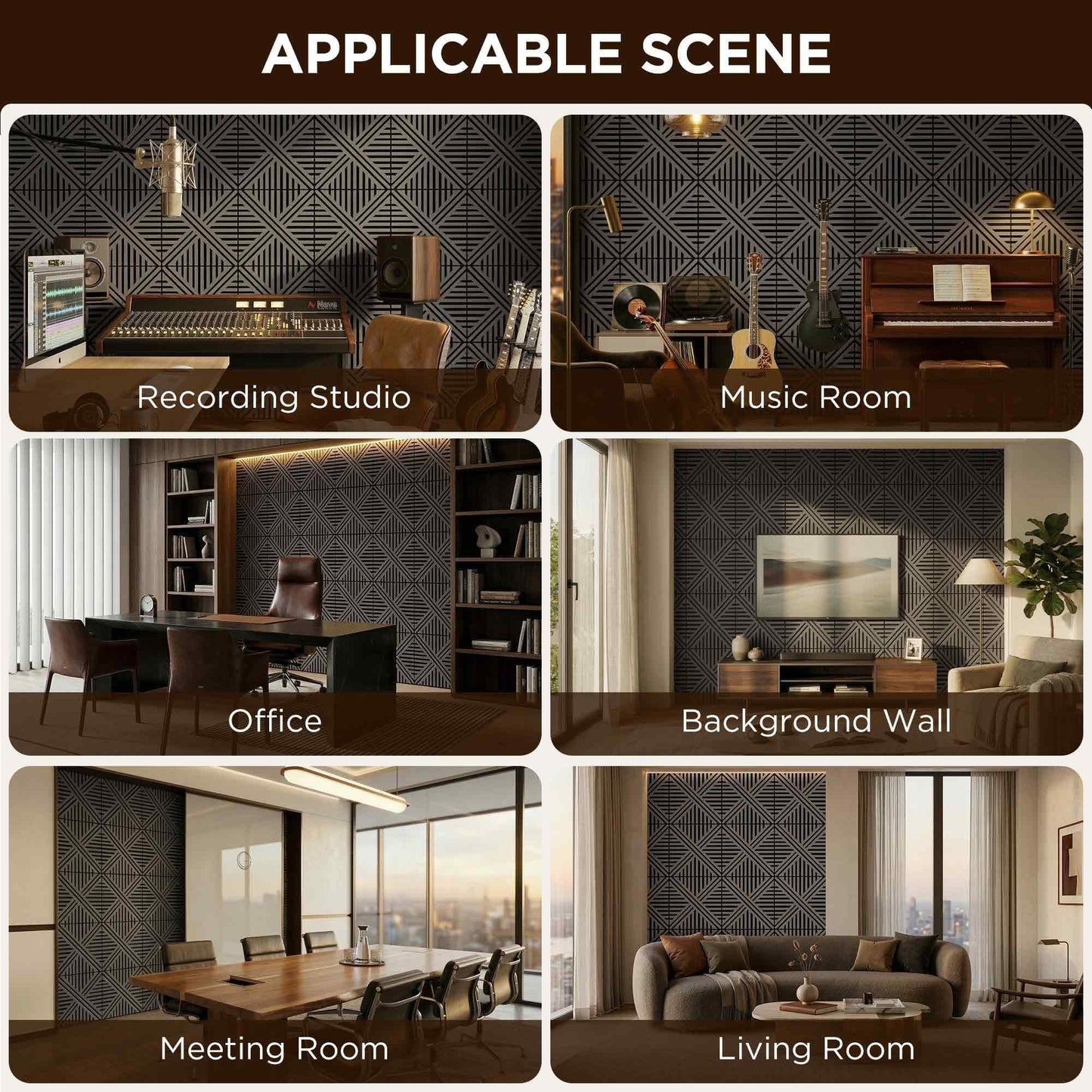 MuroPanel Acoustic Wall Panels, Decorative Acoustic Panels for Walls 23.6"x23.6", Sound Absorbing Wood Wall Panels for Interior Wall Decor, PVC Wood Grain HDF Acoustic Panels (Dark Grey, 4 Pack)