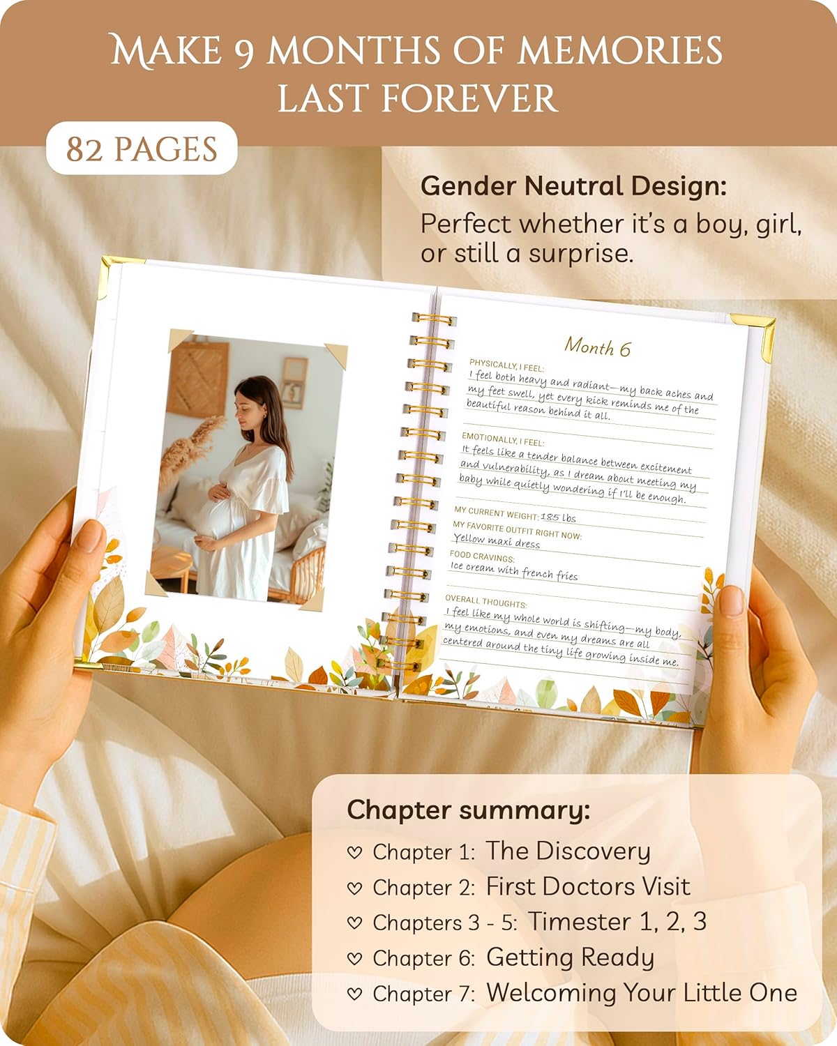 Pregnancy Journal by [Brand Name] - 82-Page Hardcover Memory Book for Expecting Moms | Thoughtful Gift for First-Time Moms