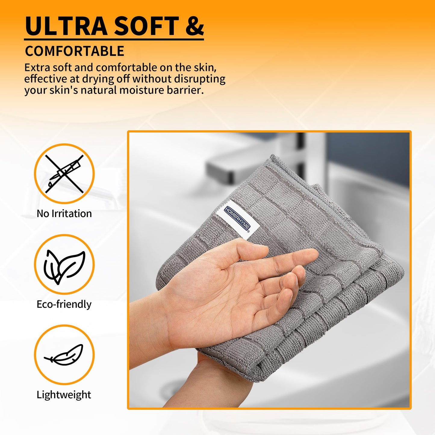 HOMERHYME Hand Towels, 12 Pack 25''*15'' Gym Towels, Grey Quick Dry Lint Free Soft Absorbent Bulk Checkered Fingertip Washcloths Bath Towels for Bathroom Kitchen Salon Workout Shower