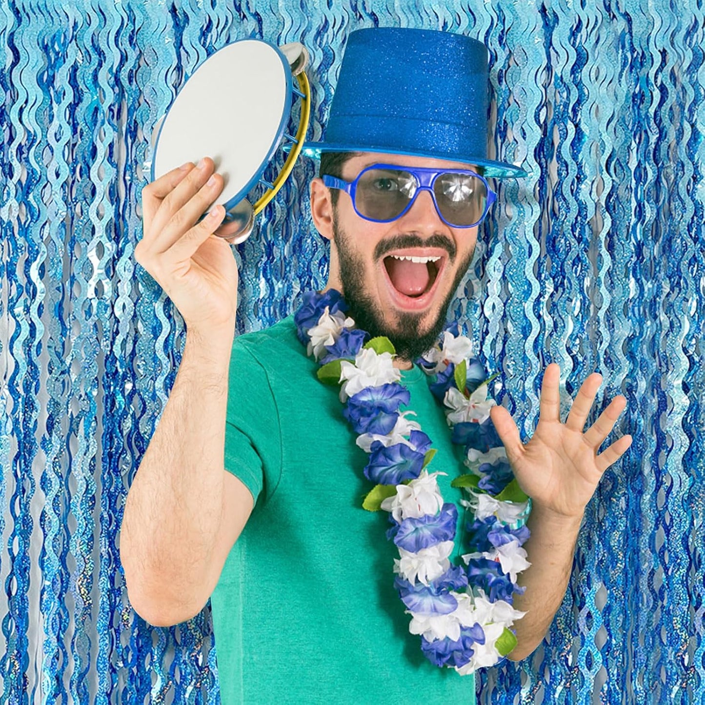 Skiennix Tinsel Foil Fringe Curtains - Metallic Wavy Backdrop for Parties & Events | Photo Booth Decor