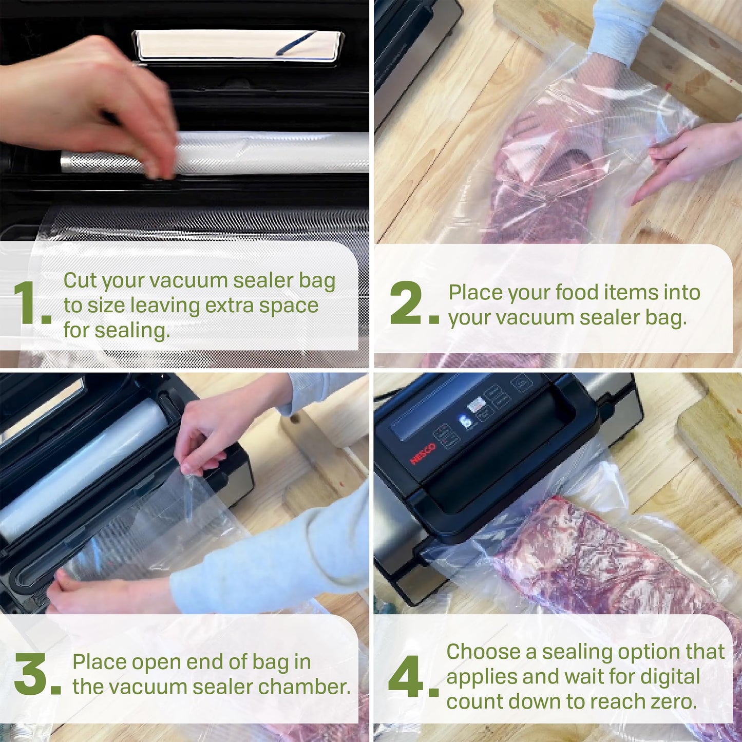 Nesco Deluxe Food VS-12 Vacuum Sealer, 130 Watts, Kit Bags & Viewing Lid, Compact, Silver