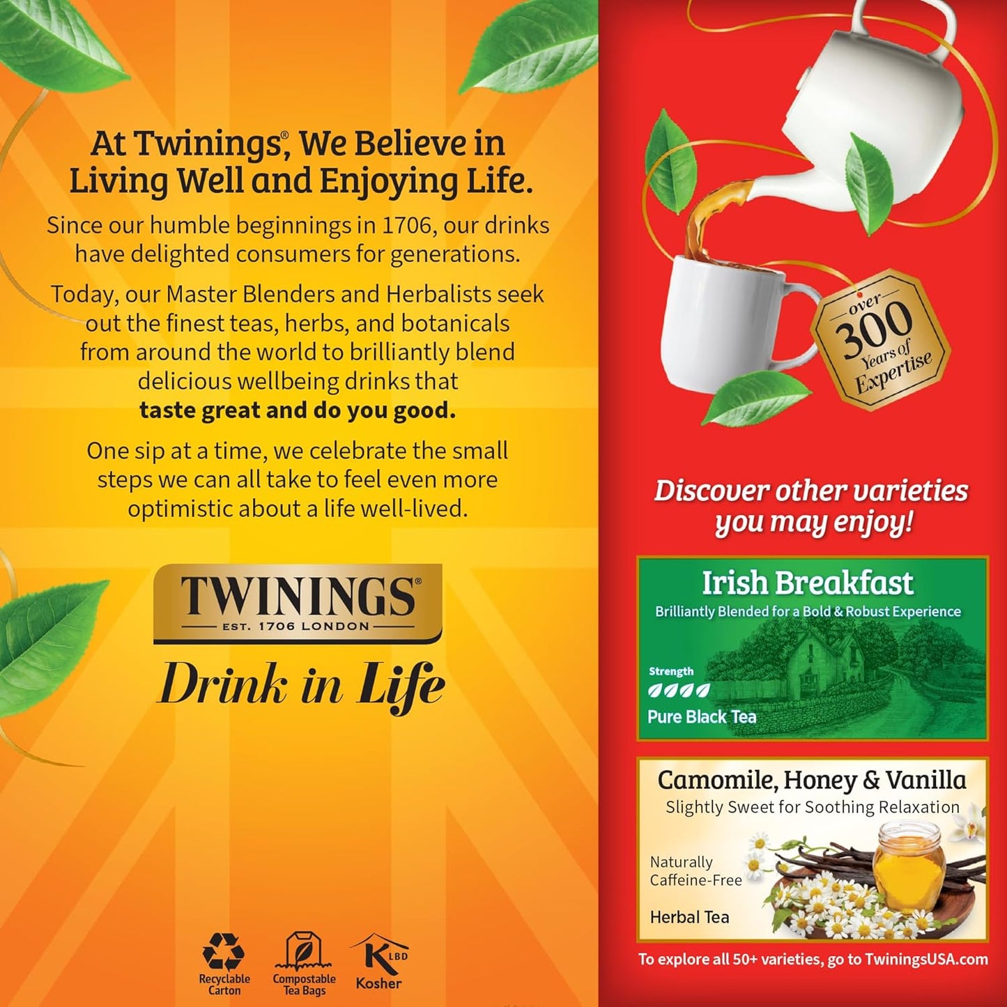 Twinings English Breakfast Black Tea - Flavorful & Robust Caffeinated Tea Bags | 150 Individually Wrapped Bags