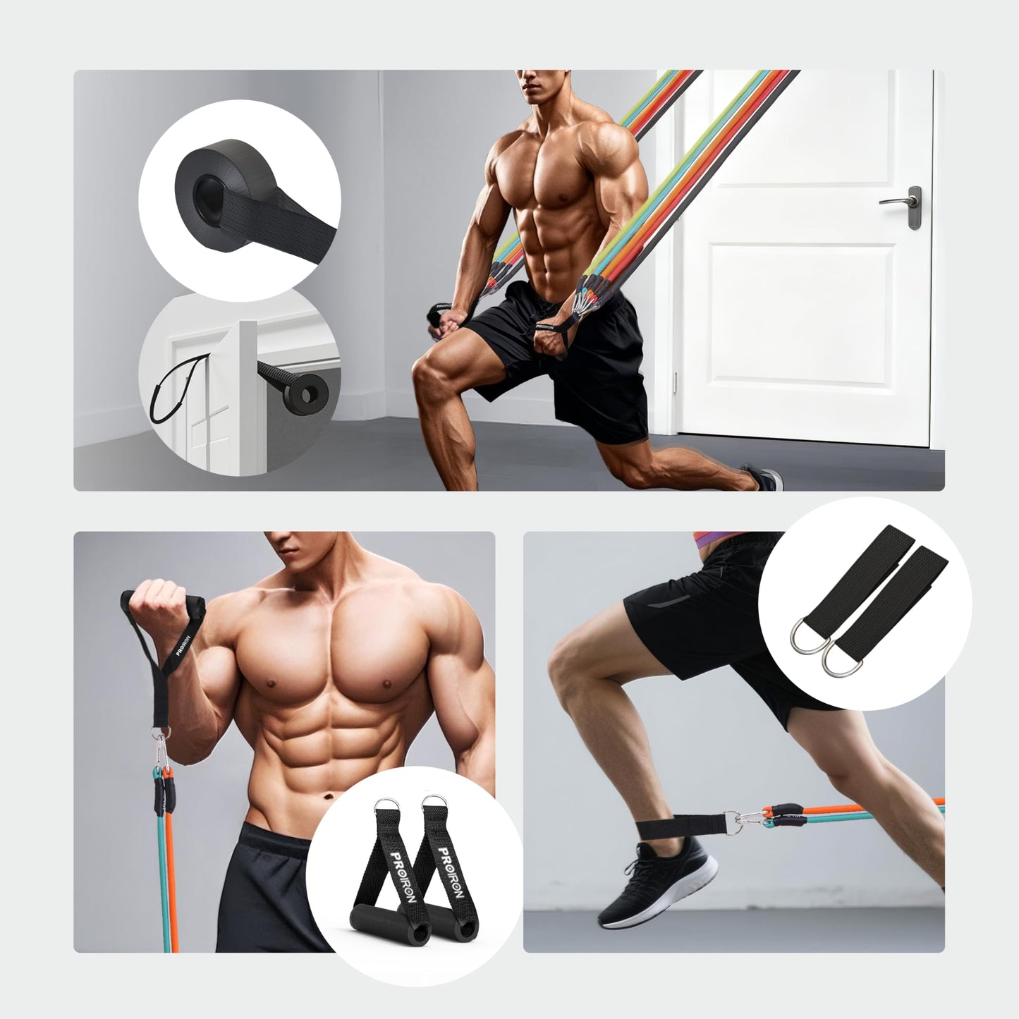 PROIRON Resistance Bands, Anti-Breakage Exercise Bands，Resistance Bands for Working Out with Handles,Weight Bands for Strength Training Men and Women-Five-Rope Set