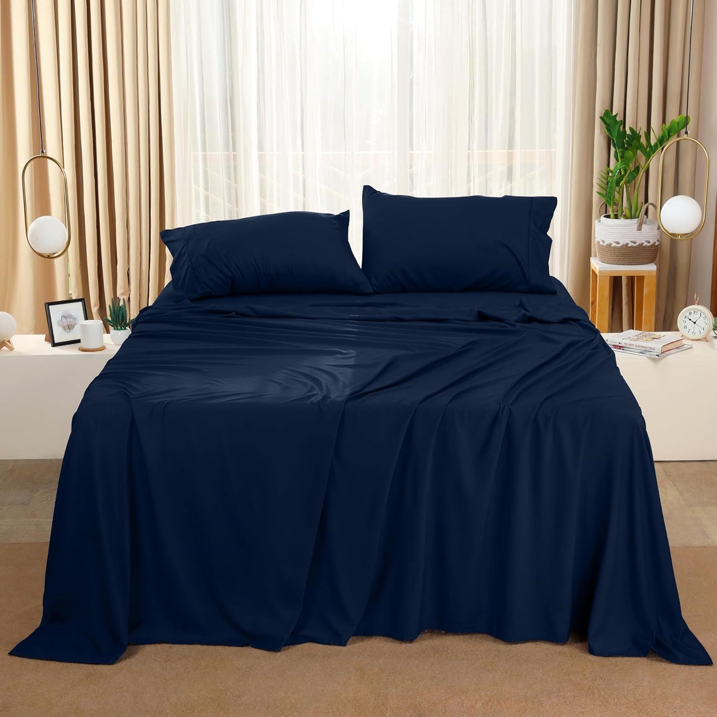 Utopia Bedding Queen Size Sheet Set - Soft & Breathable 4-Piece Microfiber Bedding | Navy Color