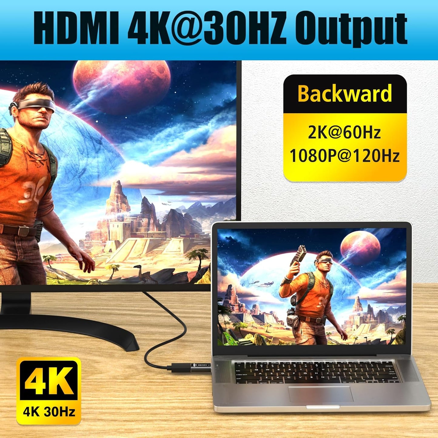 AGVEE 2 Pack 4K@30HZ 2K@60HZ 1080P@120HZ Display Port to HDMI Adapter, Alloy Shell DP Displayport PC to HDMI Display