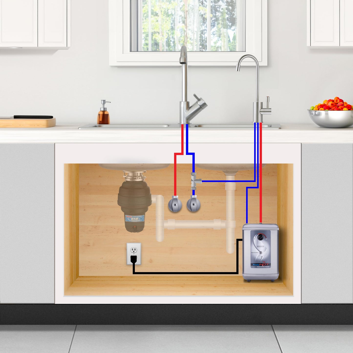 Ready Hot 41-RH-200-F570-CH Instant Hot Water Dispenser System, 2.5 Quarts Manual Dial Single Lever Hot Water Faucet, Polished Chrome
