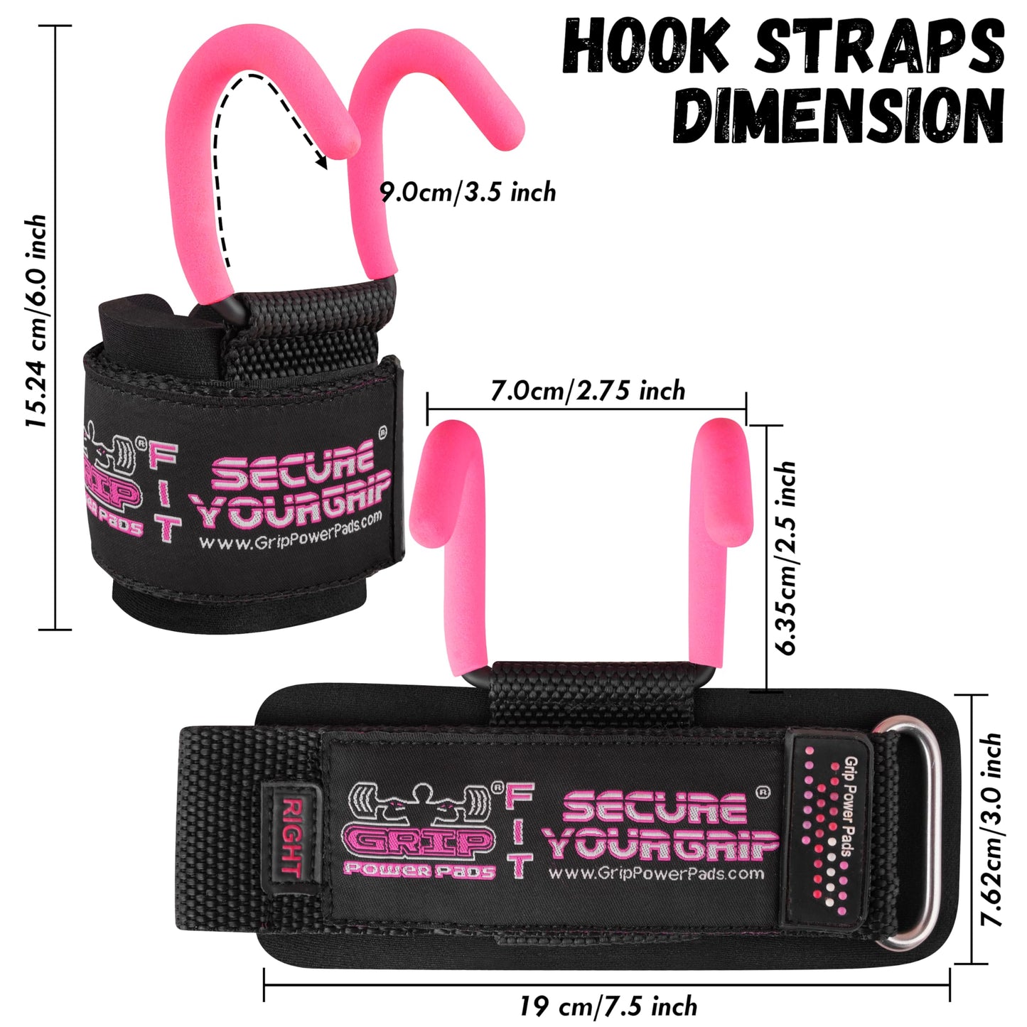 Weight Lifting Hooks with Wrist Wraps, Heavy-Duty Power Grips for Training, Deadlifts & Pull-Ups, Gym Strength Lifting Straps (Set of 2)