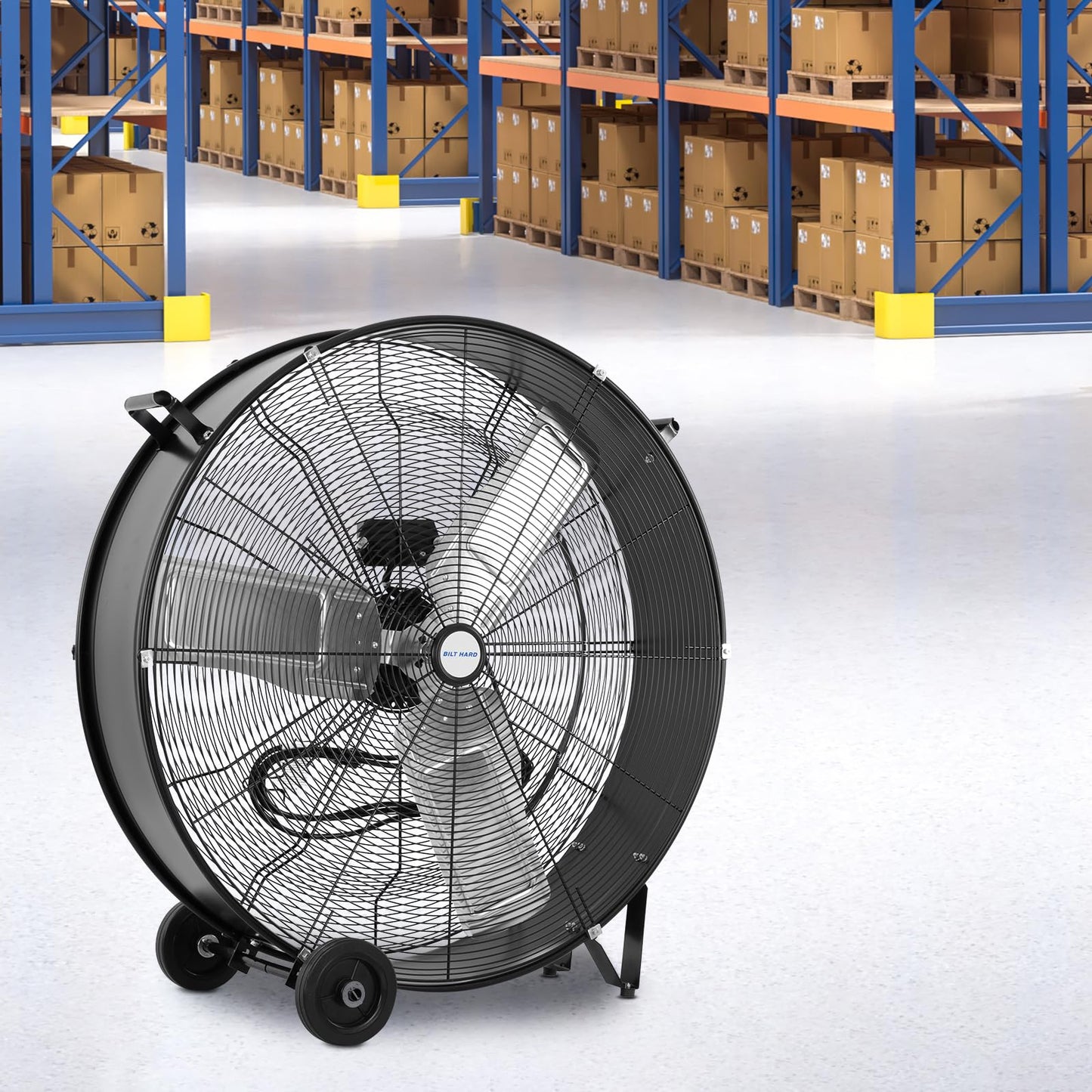 BILT HARD 34" 15000 CFM High Velocity Drum Fan, 2-Speed Heavy Duty Industrial Shop Fan with Casters & Handle for Warehouse, Factory Workshop and Garage Use