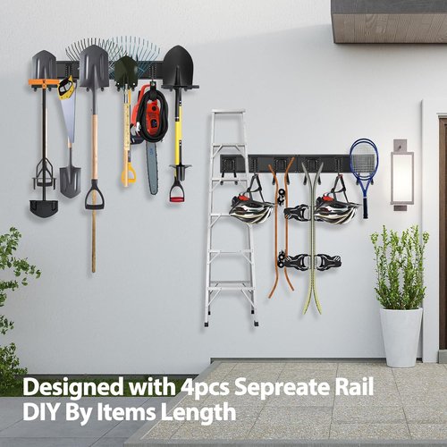 Garage Tool Organizer by [Brand Name] - Wall Mounted, Adjustable 64-Inch Rack | Holds 20 Tools Up to 900lbs