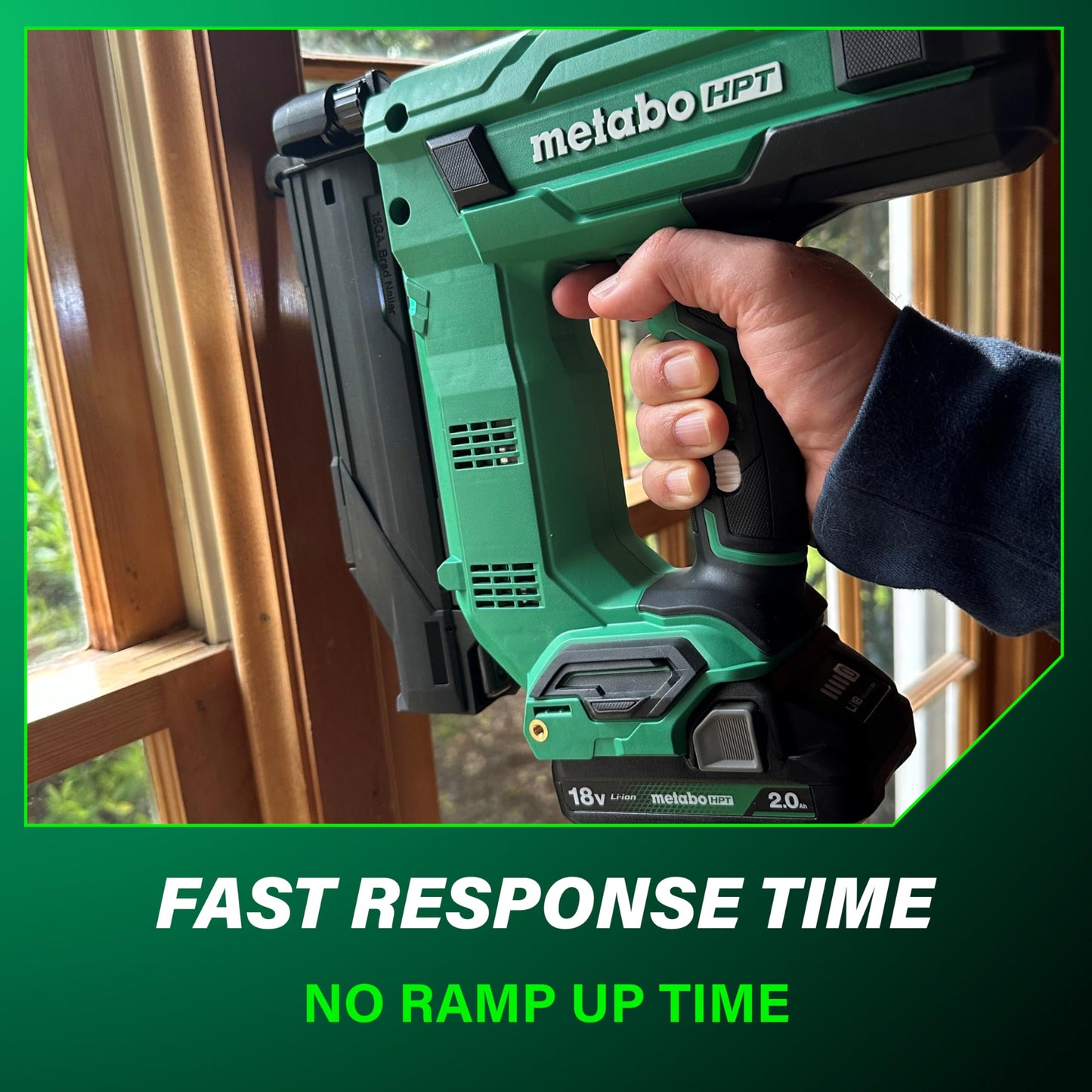 Metabo HPT 18V MultiVolt Compact Cordless Brad Nailer Kit, 18 Gauge Nailer with Power Tool 2.0Ah Lithium Ion Battery, Drives 5/8" to 2" Brad Nails, 700 per Charge, NT1850DG