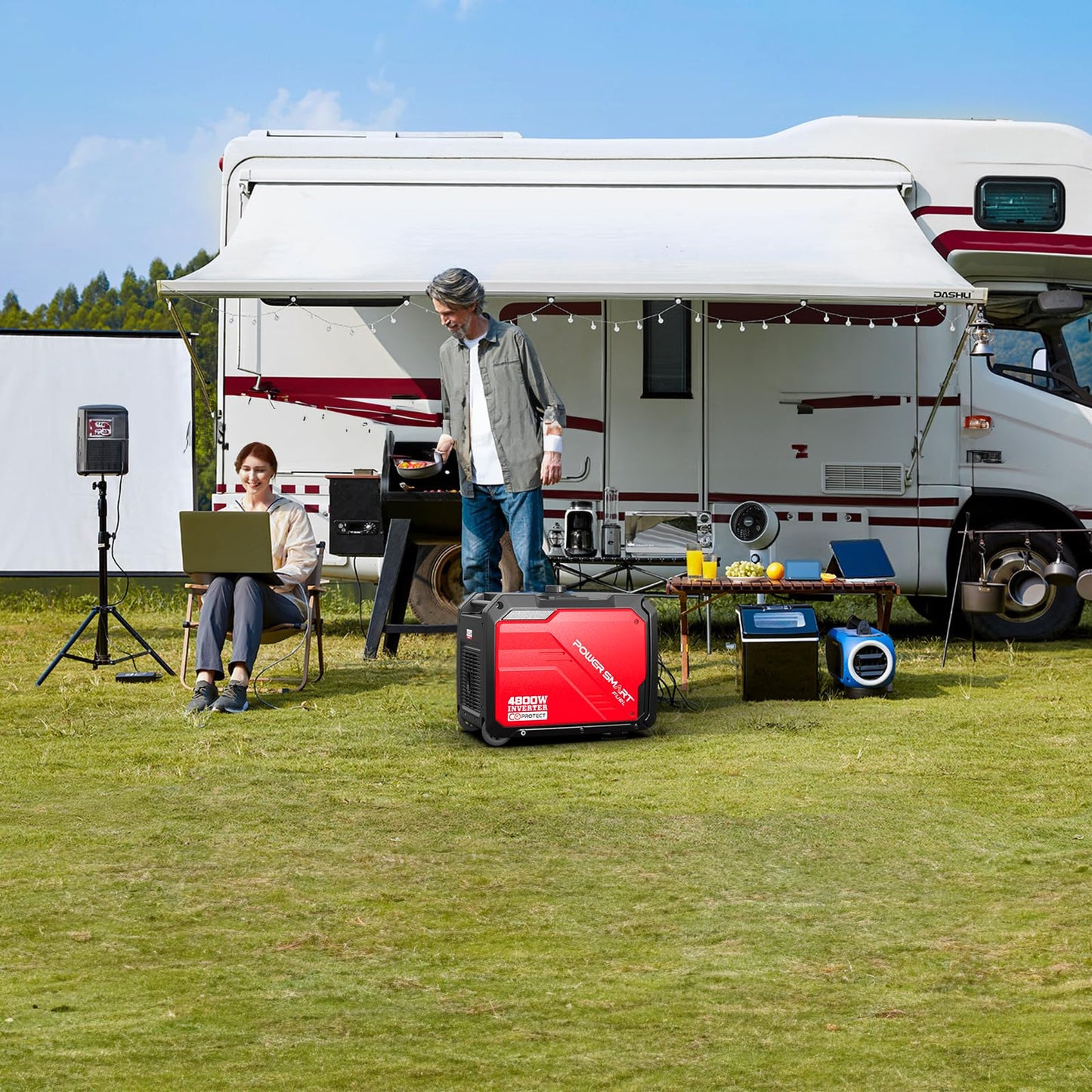 PowerSmart 4800W Portable Inverter Generator,Parallel Ready&Electric Start Super Quite Gas Powered,RV Ready with 30A Outlet, EPA & CARB Compliant for Home Backup, Camping,Portable Power Station