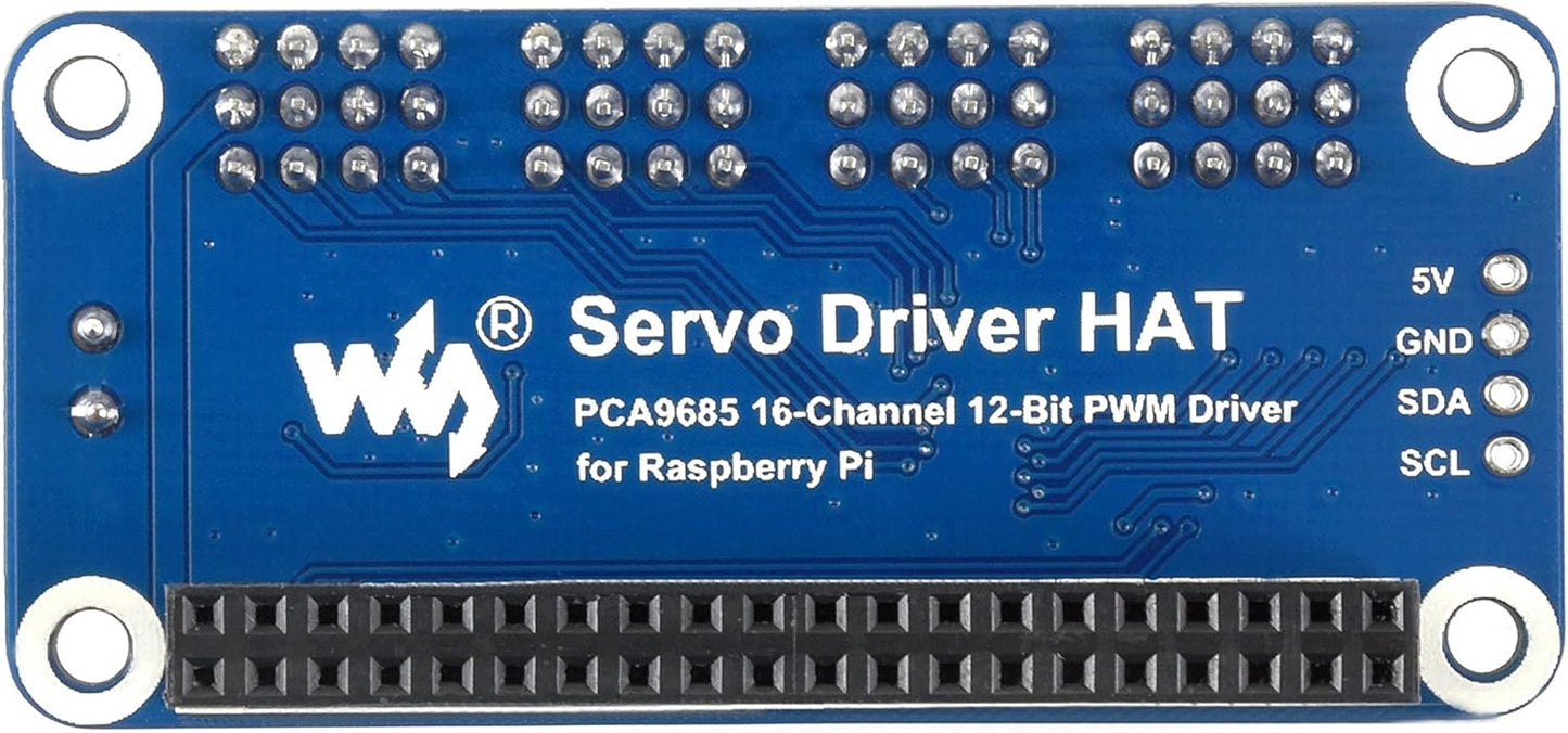 waveshare 3B+ 3B 2B 16 12 I2C Servo Driver Hat for Raspberry Pi Zero WH Zero W Zero Channel PWM Outputs Bit Resolution