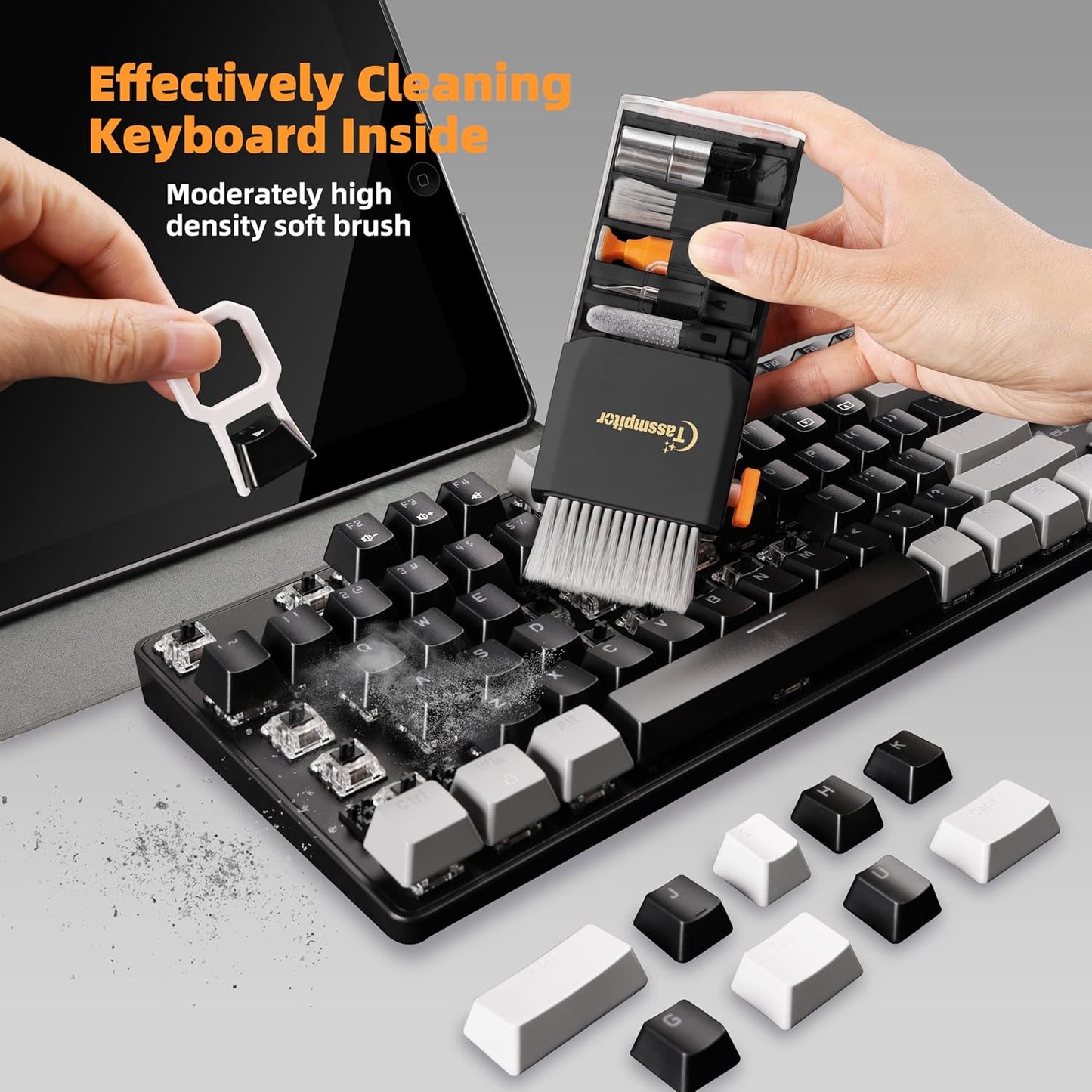 Tassmpitor Keyboard Cleaning Kit Keyboard Cleaner, All in One Computer Screen and Laptop Cleaner, Compact Portable