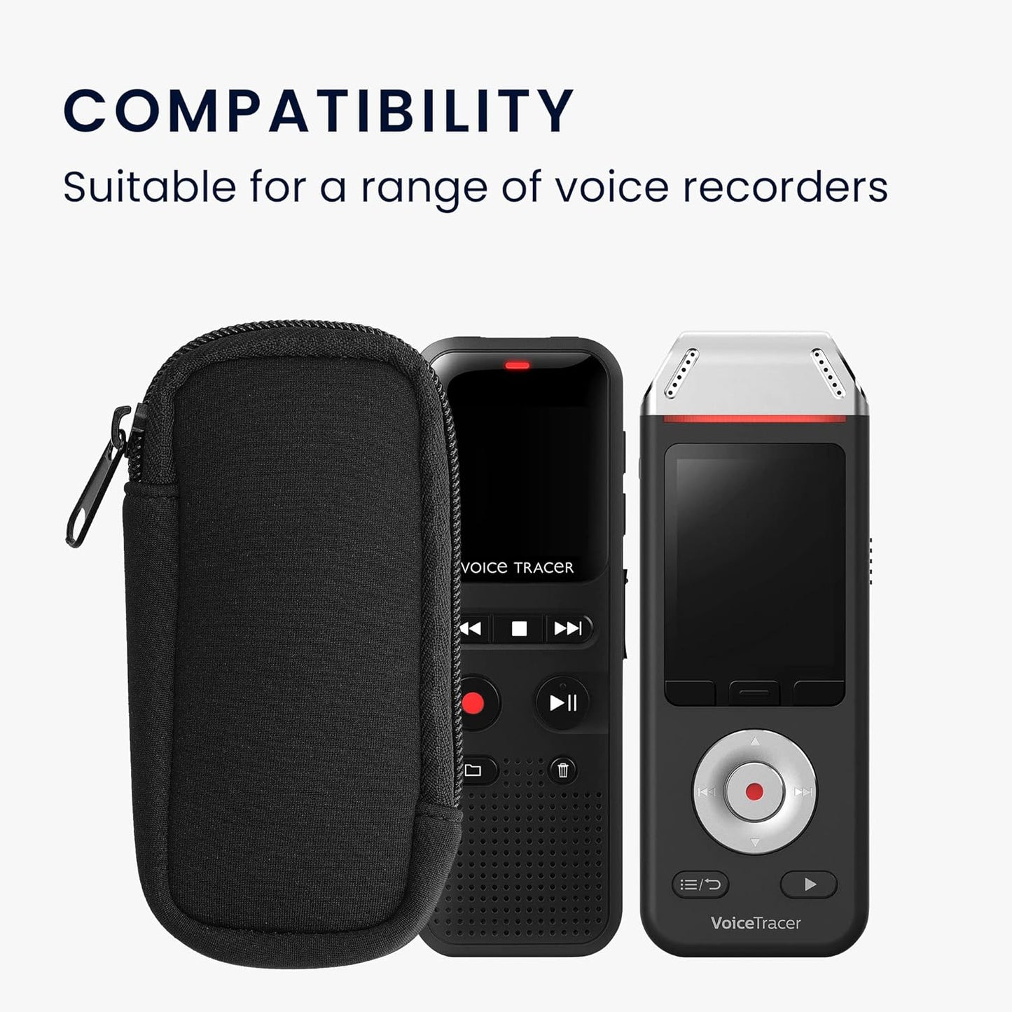kwmobile 4.5 1.8 inches (11.5 4.5 cm) Neoprene Voice Recorder Case Compatible with Universal Voice Recorder - Inside