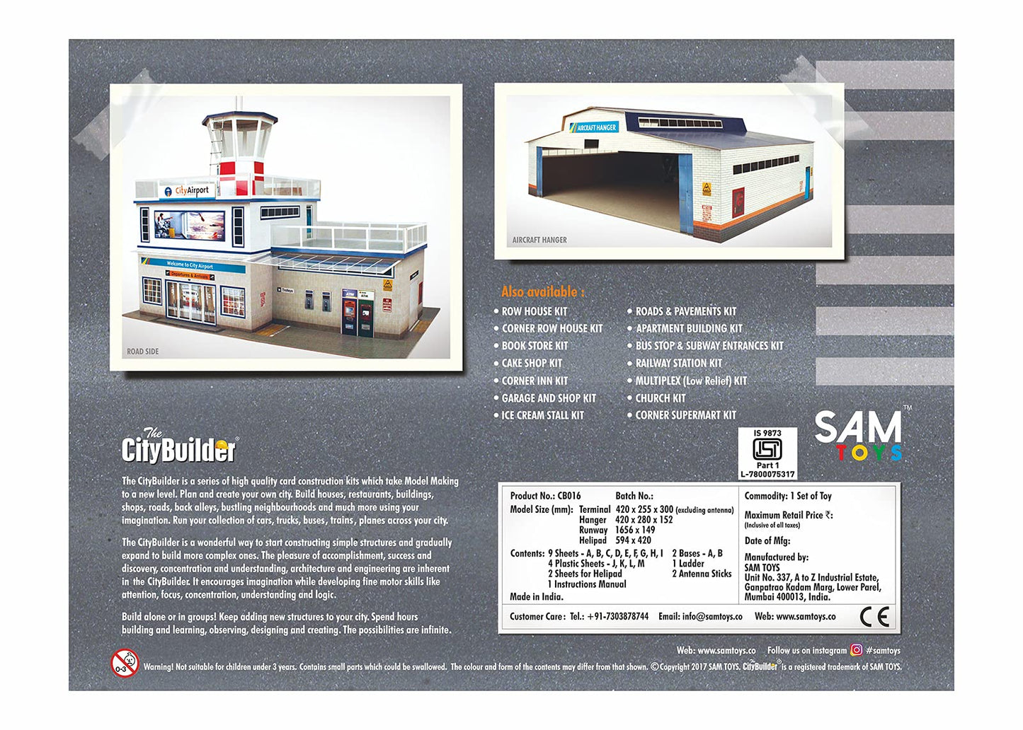 The CityBuilder Airport & Hanger Cardboard Model Making Kit - O Scale Model Railroad Building