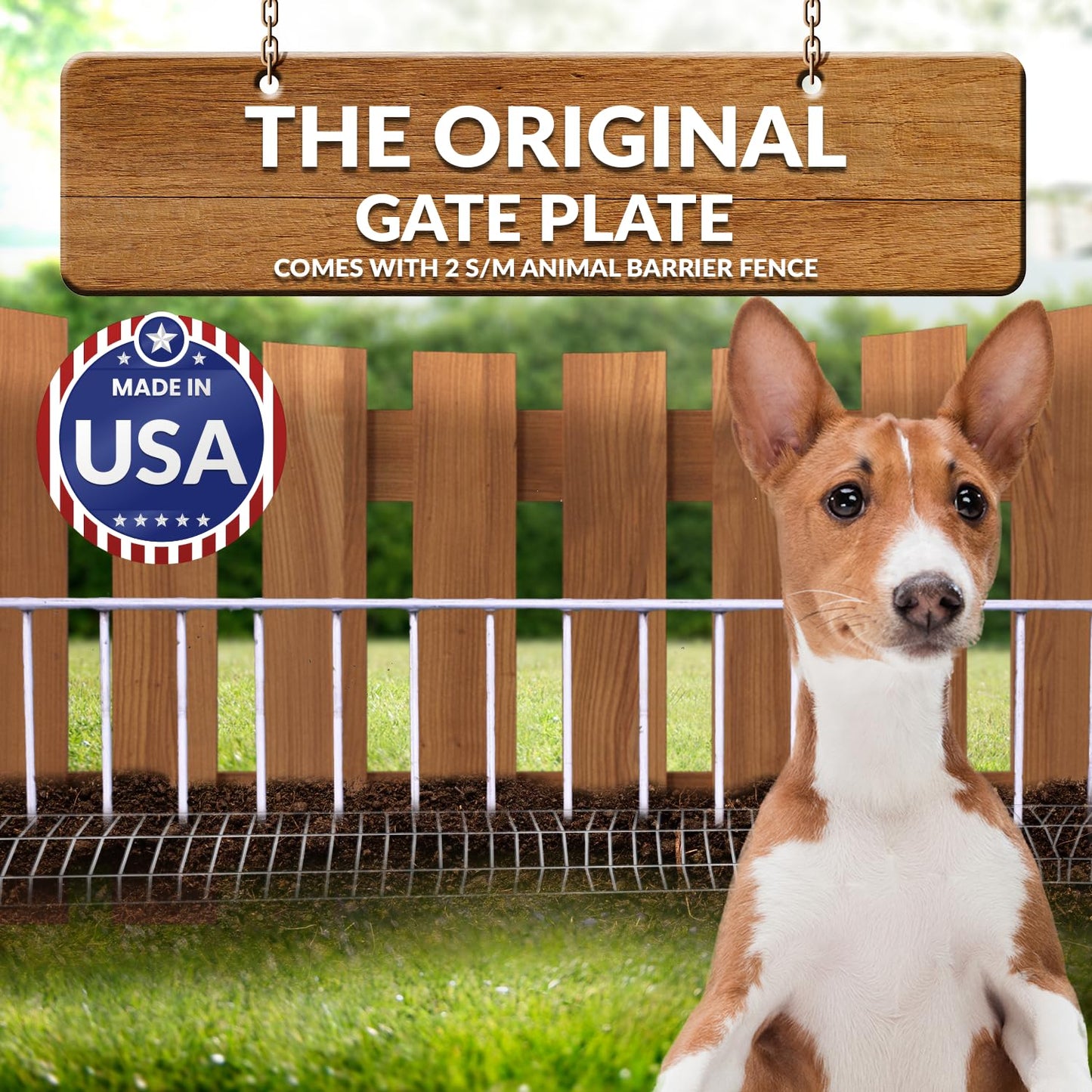 Dig Defence - Original Gate Plate - Underground Fence Gap Filler, Dog Digging Deterrent - 4 Pack with 2 SM/MD Animal Fence Barrier