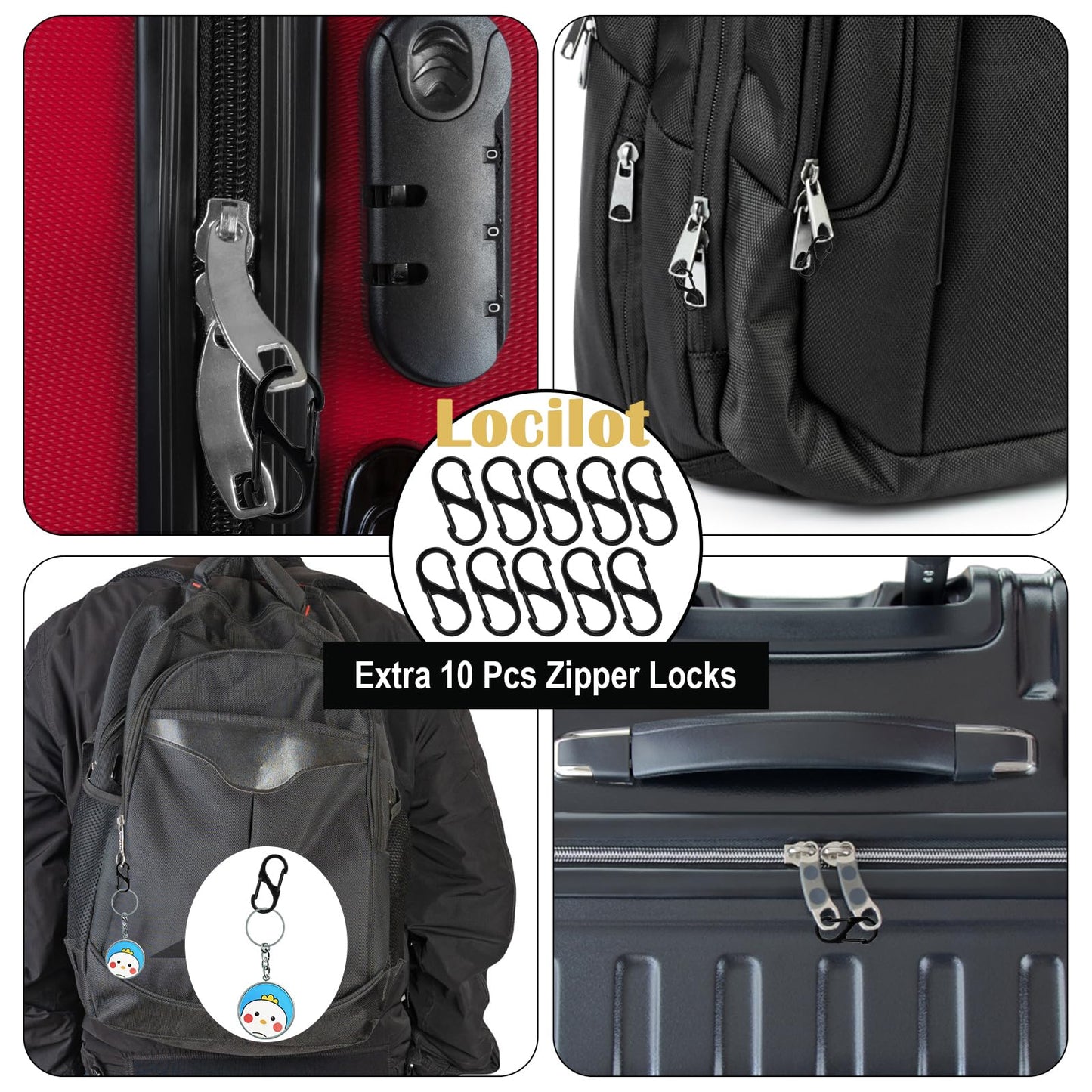 Locilot 5pcs TSA Approved Luggage Locks with 10pcs Zipper Locks, Zinc Alloy Combination Locker Suitcase Lock, TSA Locks for Luggage, Combination Lock for Locker Backpack (TSA007)